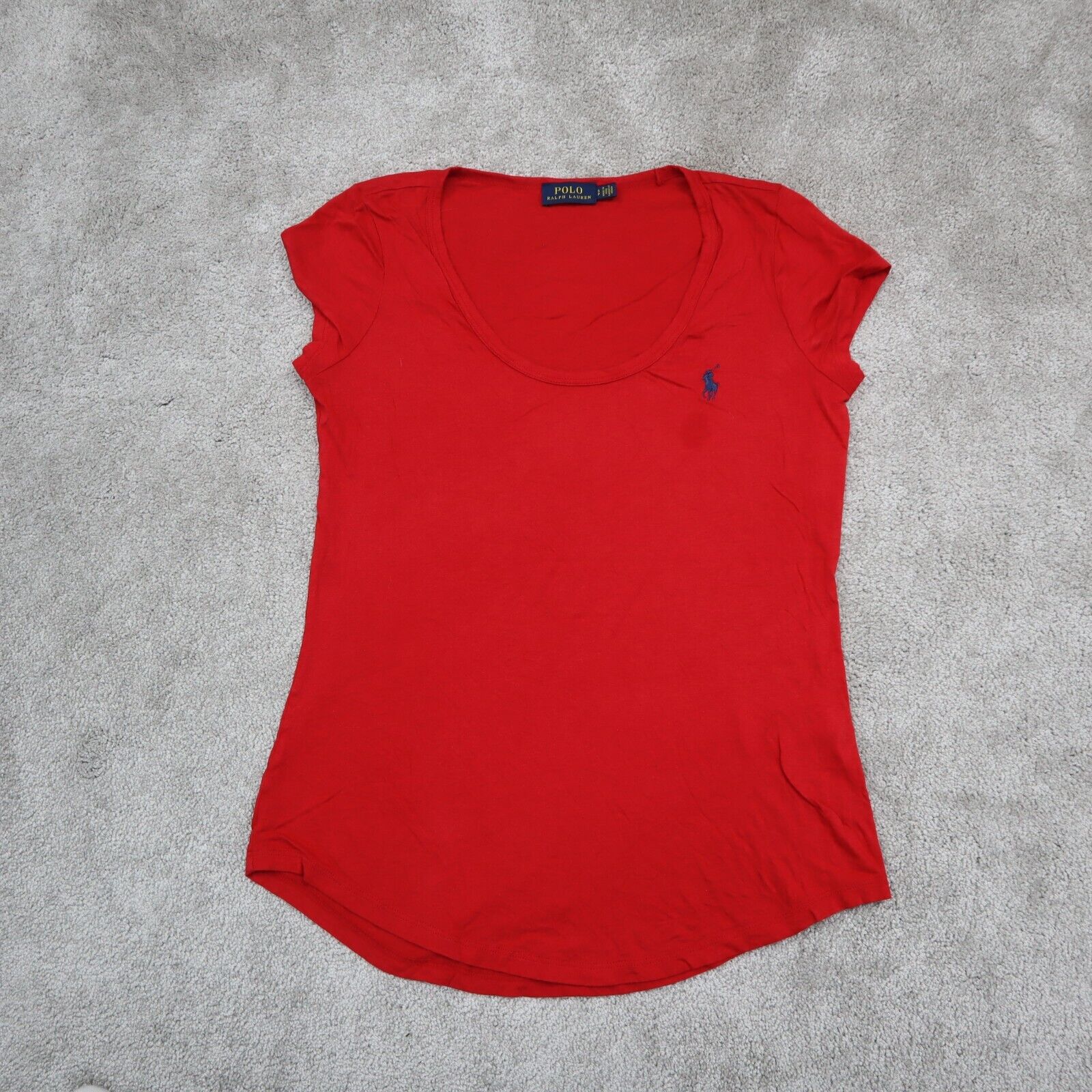 Polo Ralph Lauren Womens T Shirt Top Cap Sleeve Logo Round