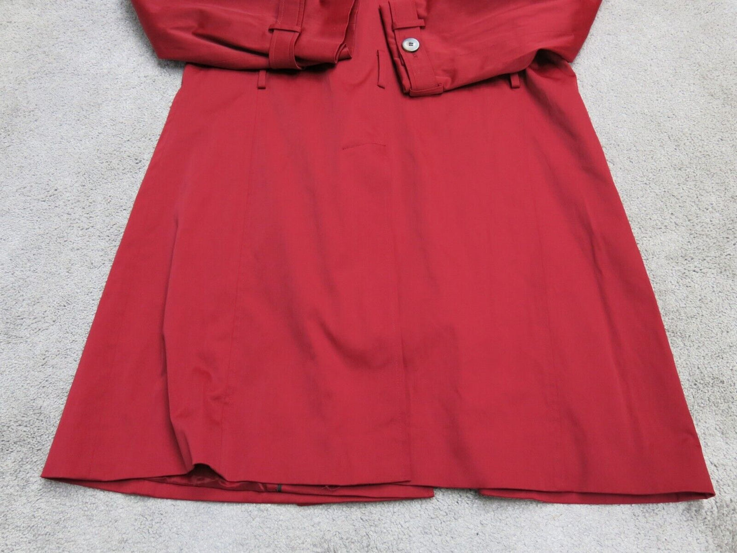 Talbots Mens Trench Coat Jacket Front Button Long Sleeves Pockets Red Size 16
