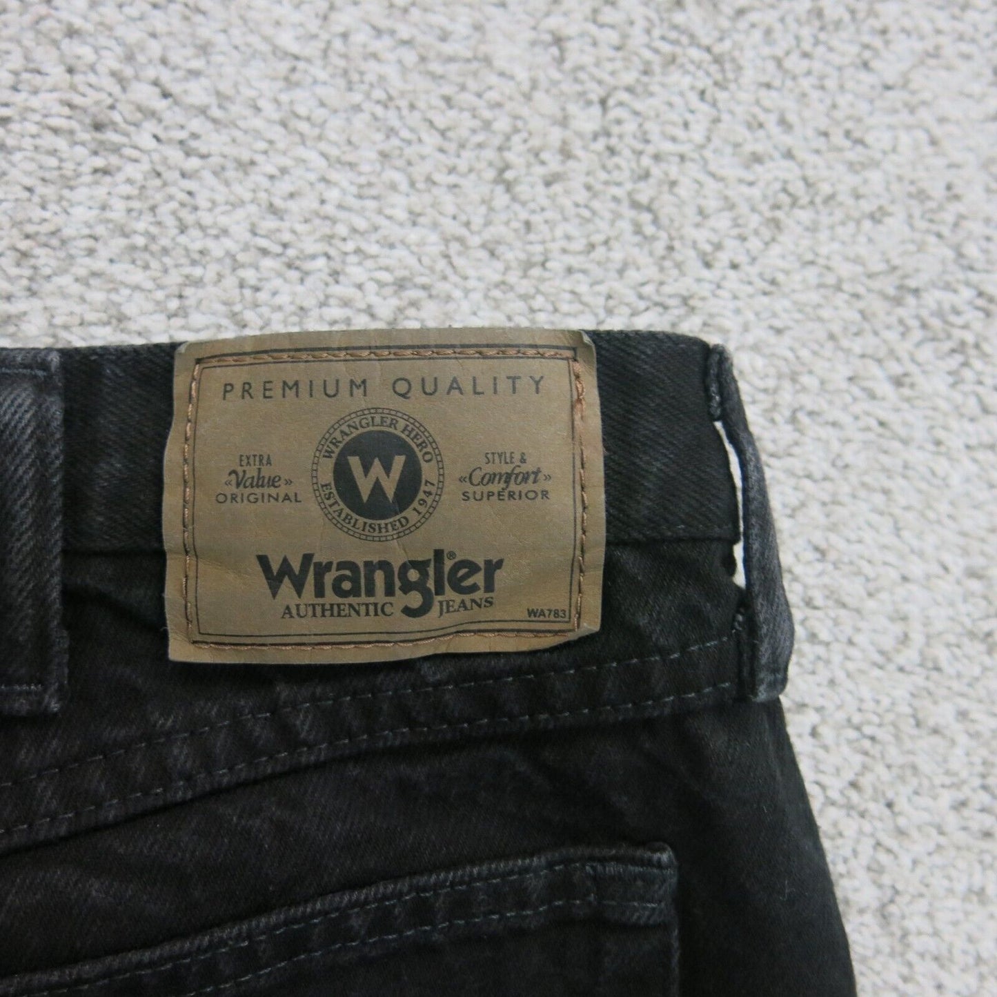Wrangler Men Regular Fit Wide Leg Jeans High Rise 100% Cotton Black Size W40XL30