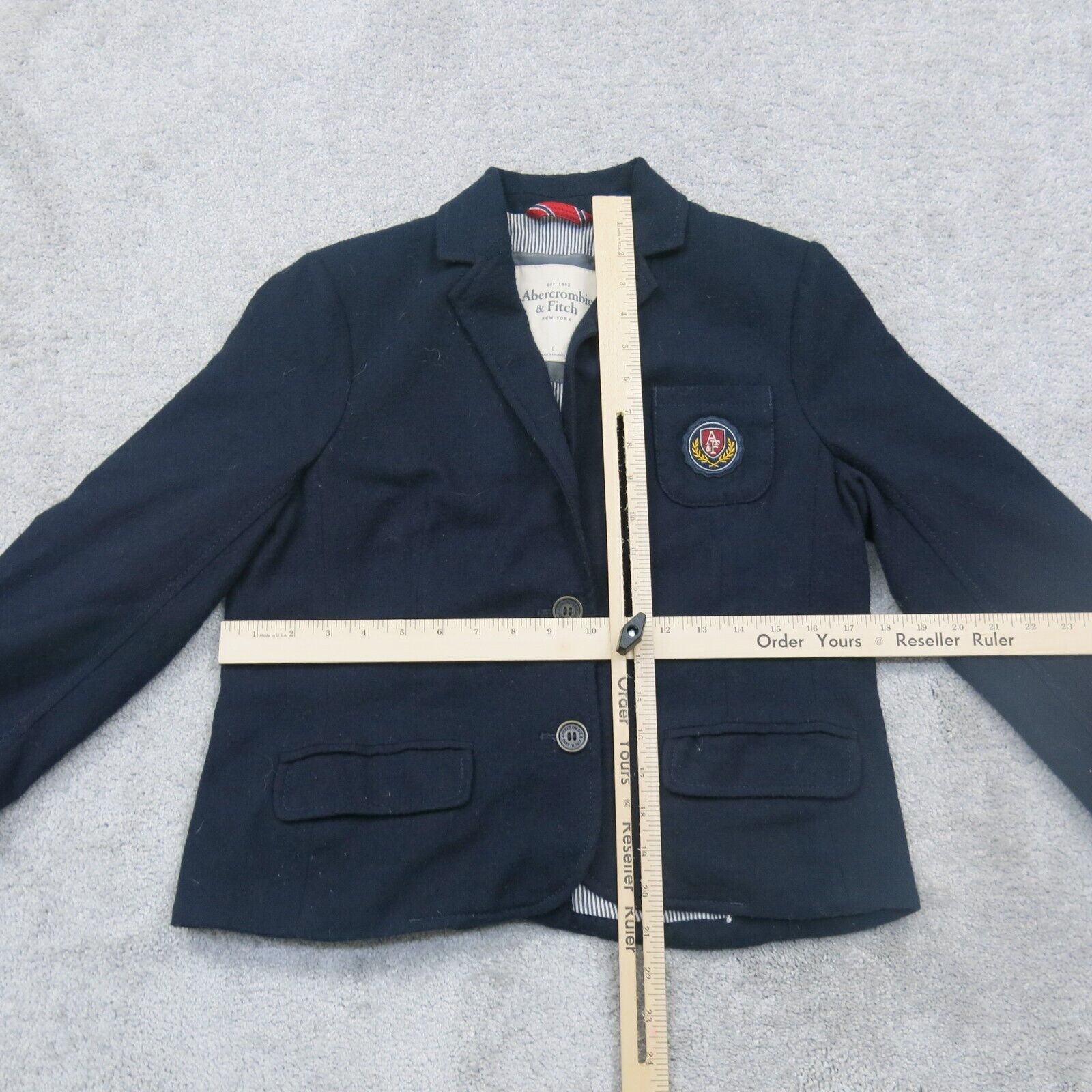 Abercrombie & Fitch Womens Blazer Coat Long Sleeves Pockets Navy