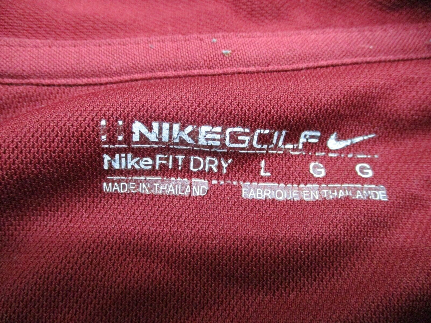 Nike Golf Polo Shirt Mens  Size L Burgundy Short Sleeve Classic Fit Dry Shirt