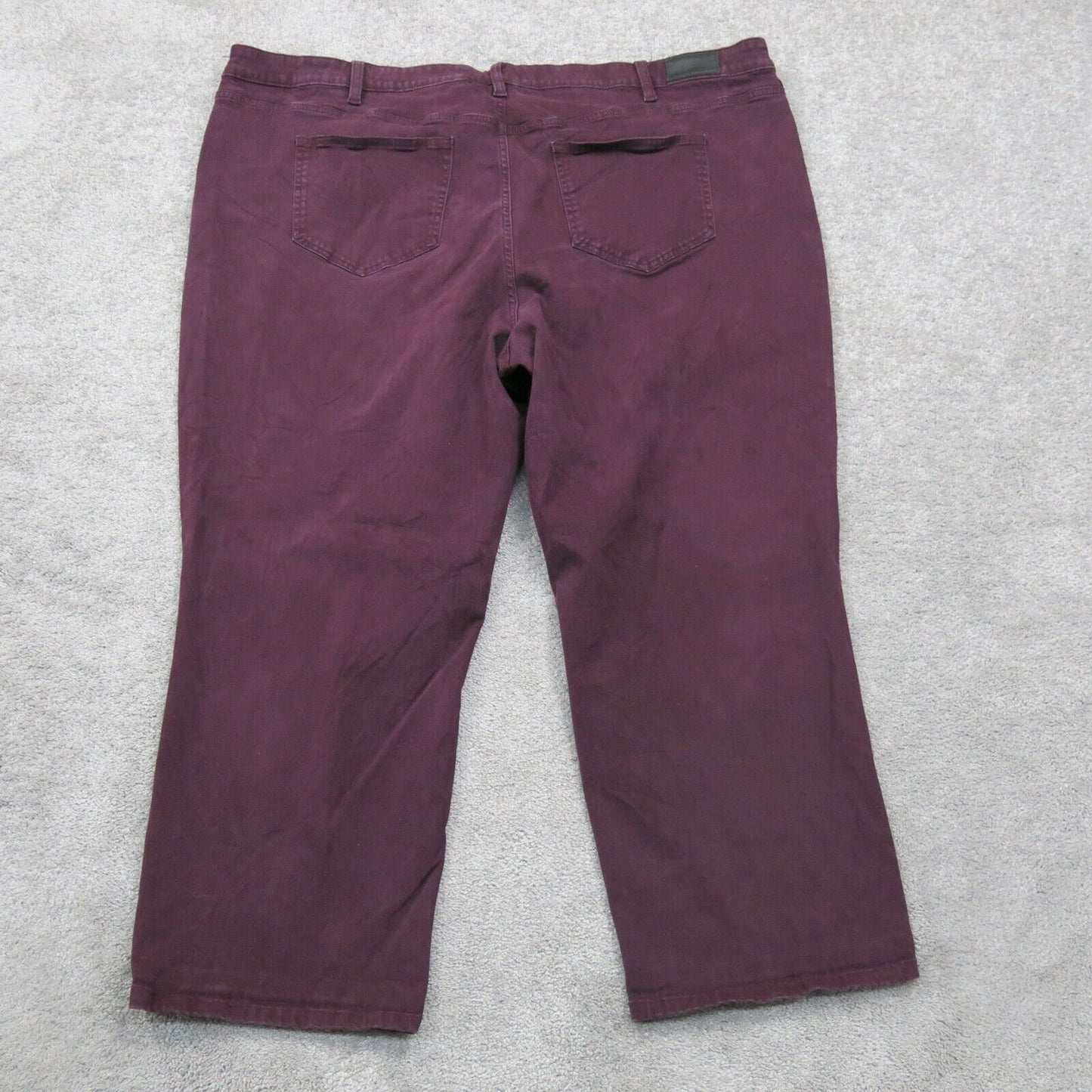 Lands End Women True Straight Leg Jeans Pant Mid Rise Pockets Red Size 26W