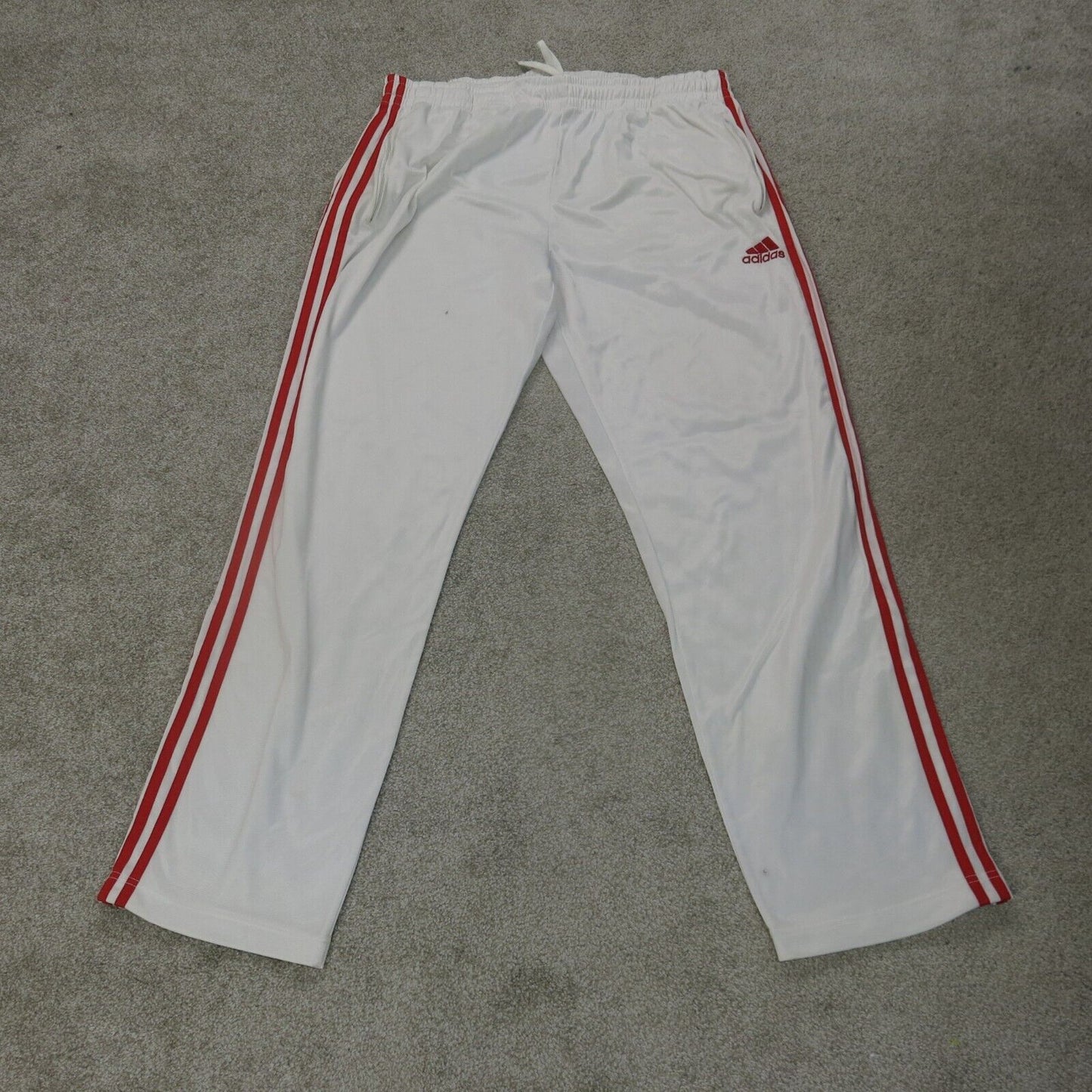 Adidas Pants Mens 2XL White Activewear Track Pant Elastic Waist 3 Stripes Logo
