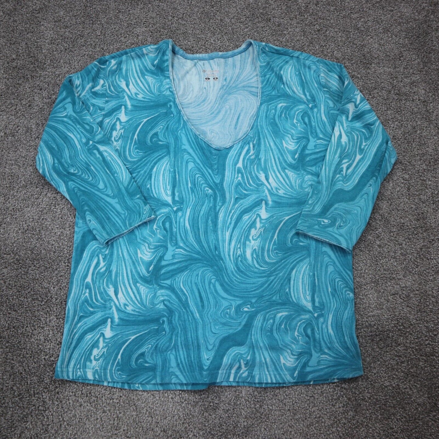 Columbia Women Pullover Sweatshirt Loose Fit Half Sleeve Sleeve Tie Dye Blue L