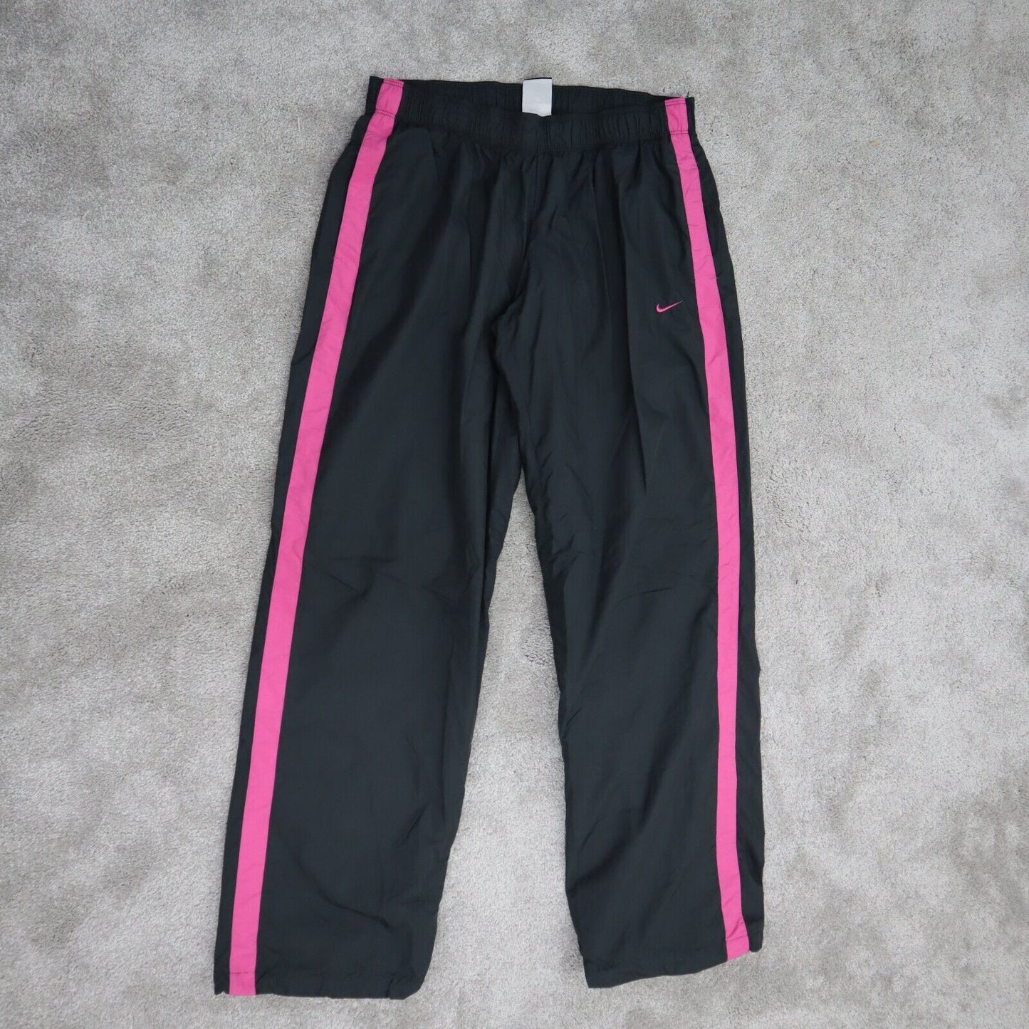 Nike Pant Women Large Black Pink Striped Wide Leg Activewear Pant Elastic Waist