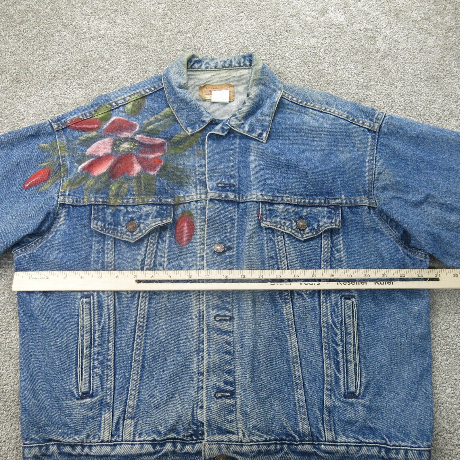 Levis Jacket Womens Large Blue 100% Cotton Long Sleeve Floral