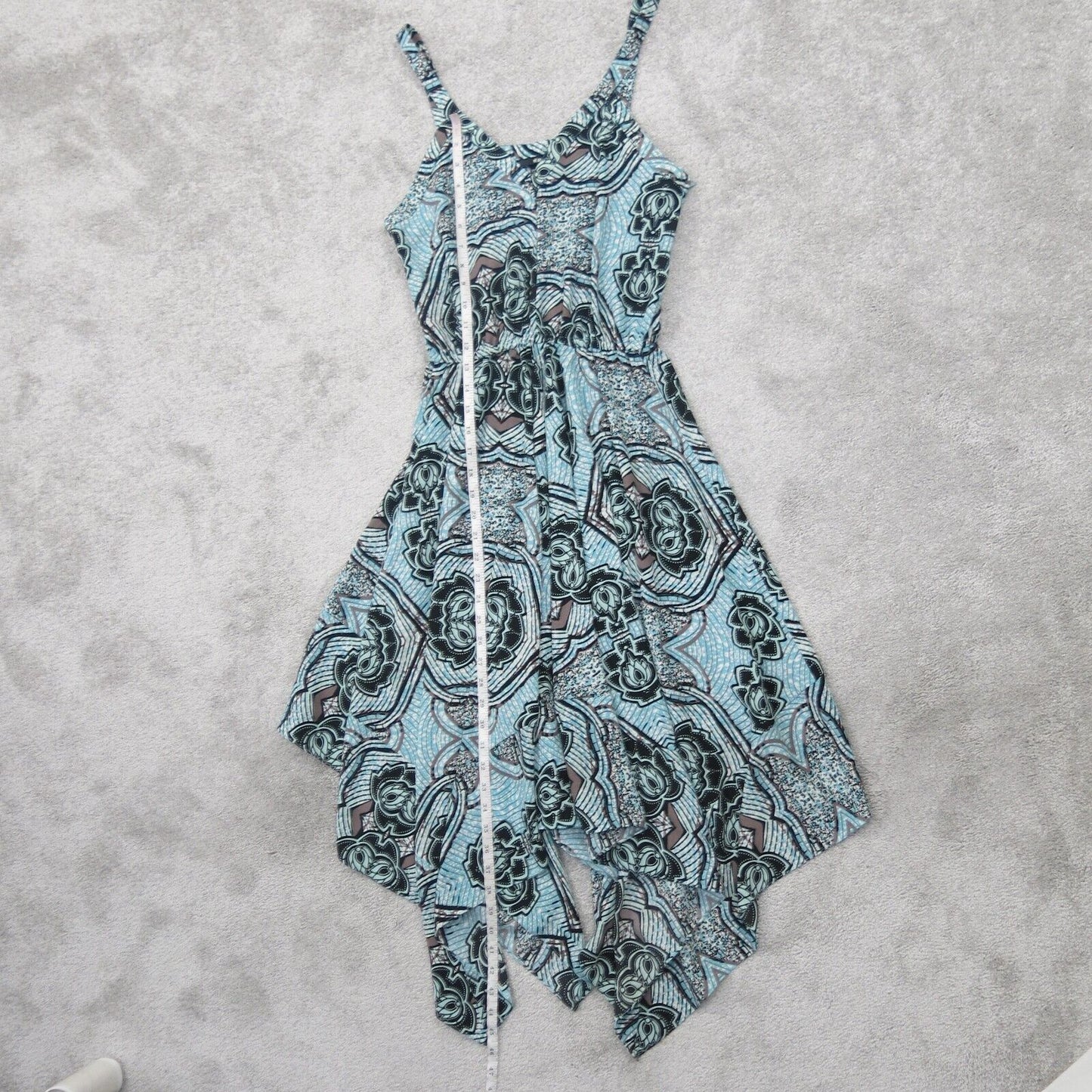 H&M Womens Floral Fit & Flare Midi Dress Racerback Sleeveless Blue Black Size 10