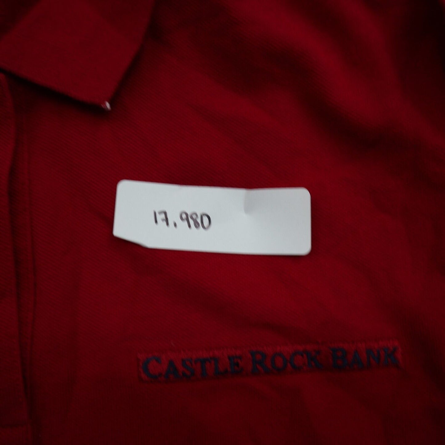Lands End Mens Castle Rock Bank Logo Golf Polo Shirt Short Sleeves Red Size L
