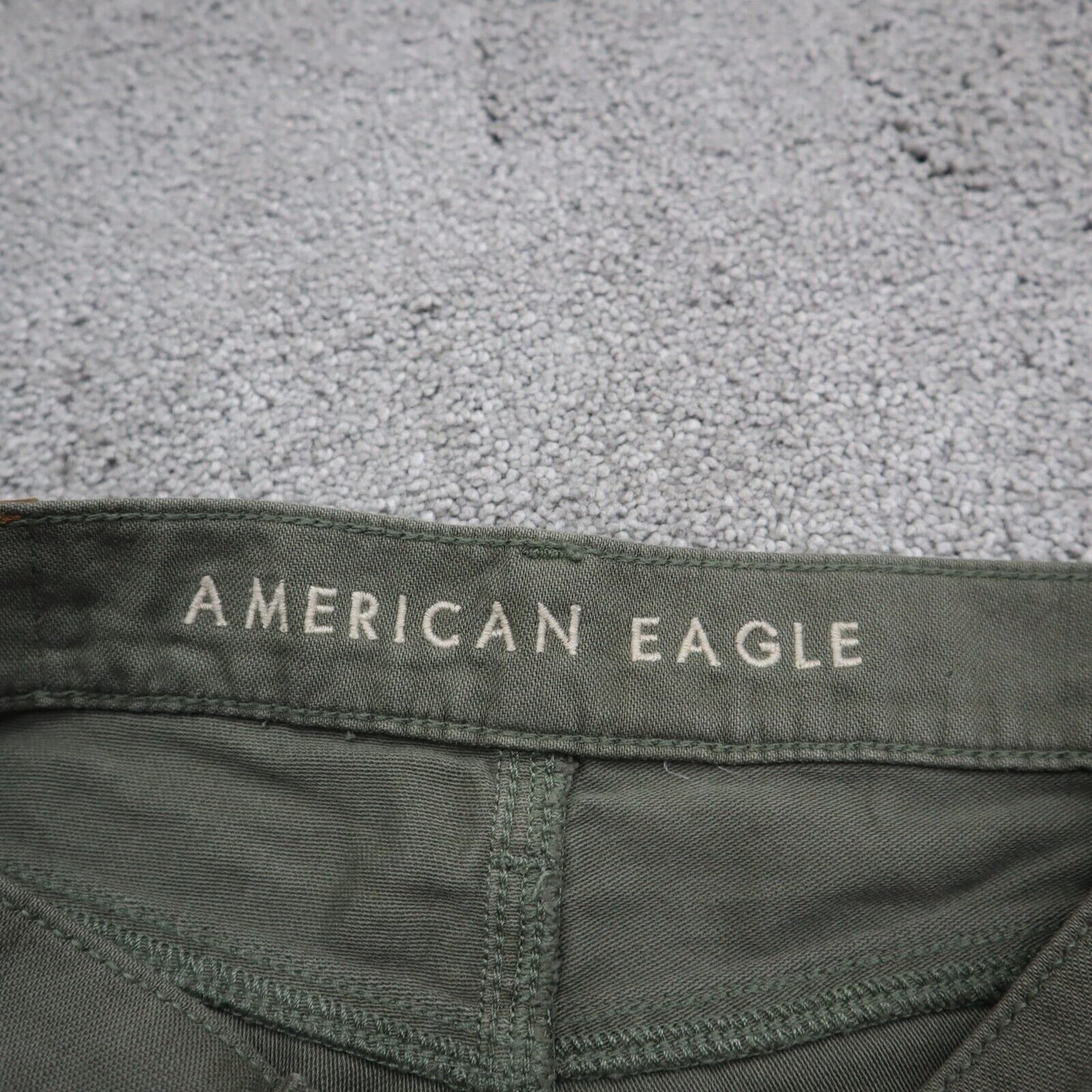 American Eagle Womens Cut Off Jean Shorts Mid Rise Distressed Green Size 000