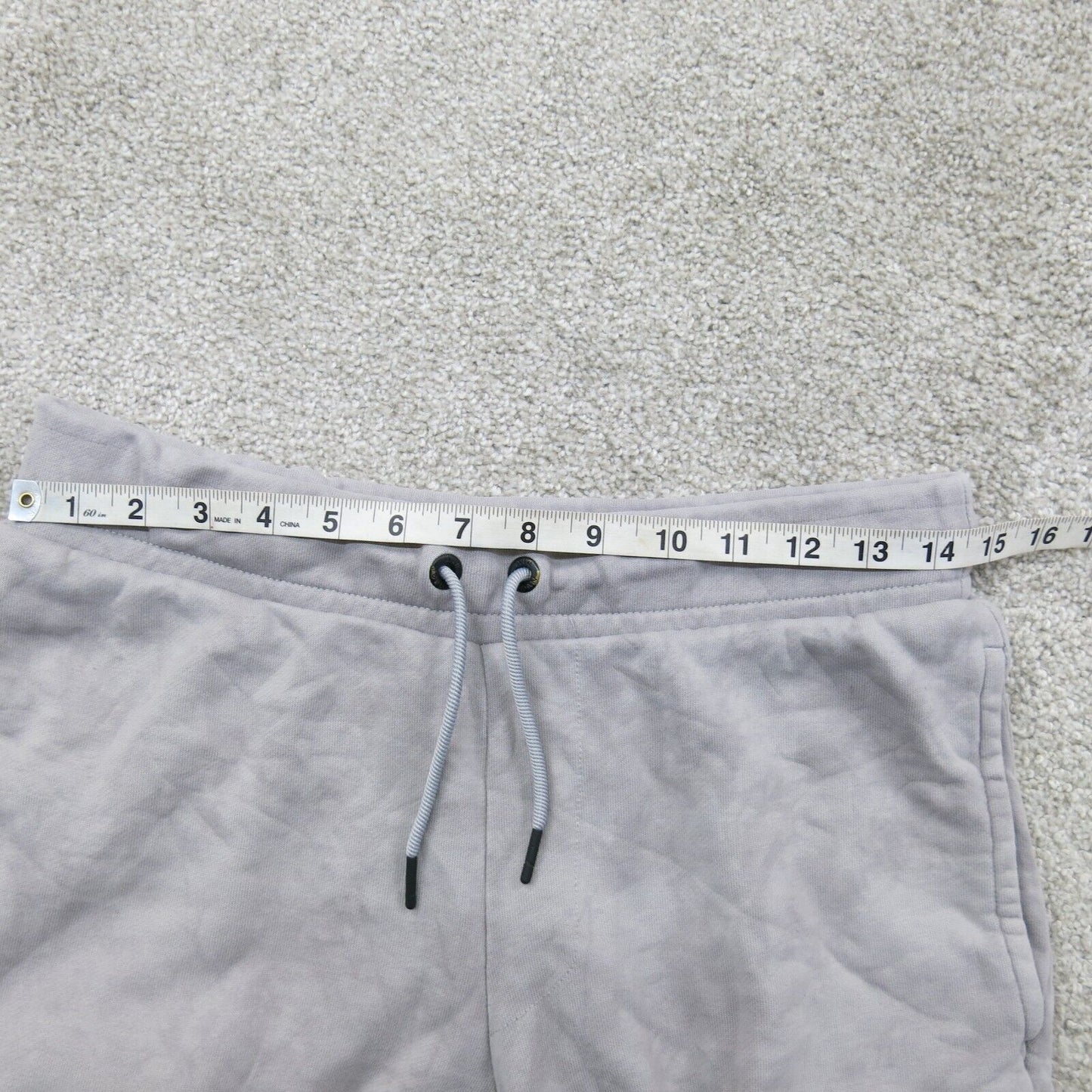 Mens Athletic Shorts Slash Pocket Knitted Drawstring Gray Size Medium