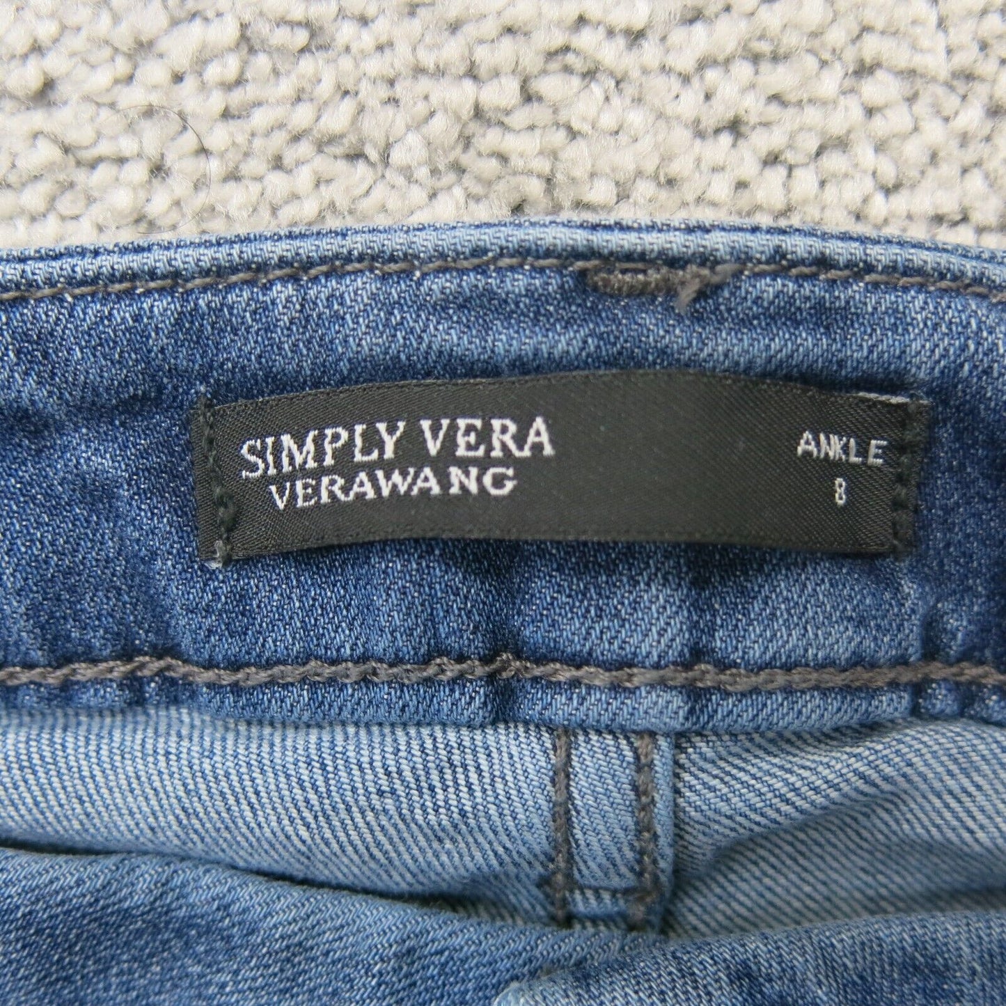 Simply Vera Vera Wong Womens Ankle Jeans Denim Mid Rise Pocket Blue Size 8