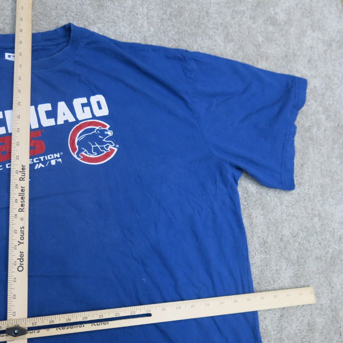 Majestic Shirt Mens 4XL Blue Chicago Cubs MLB Authentic Shor Neck Tee Logo