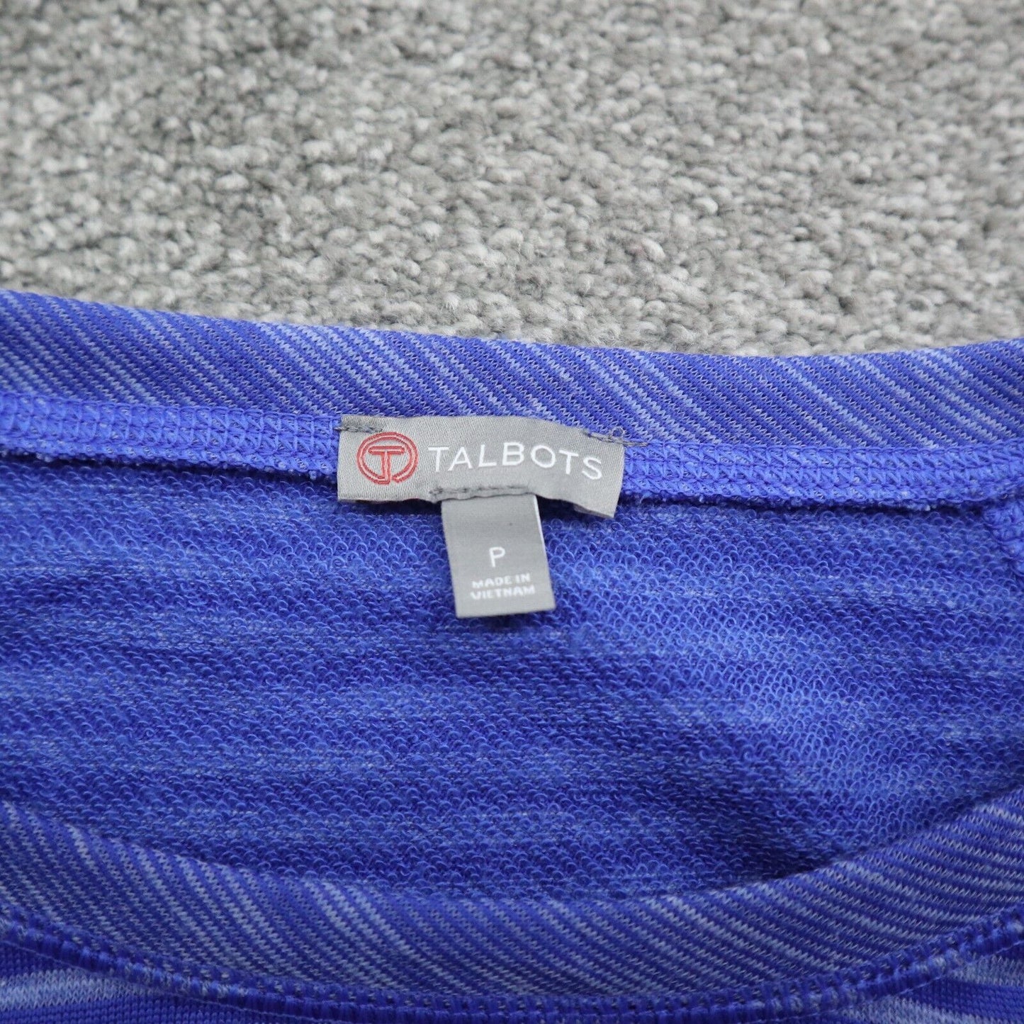 Talbots Womens Striped Pullover Sweatshirt Top Long Sleeve Round Neck Blue Sz P