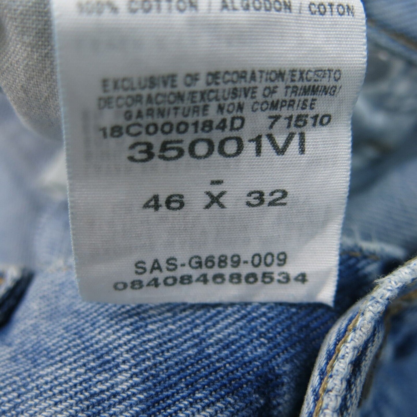 Wrangler Jeans Mens W46XL32 Blue 35001V1 Denim Stretch Straight Leg Workwear