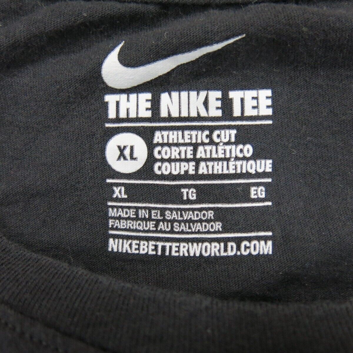 The Nike Tee Mens Athletic Cut T Shirt Short Sleeves Just Do It Logo Black SZ XL