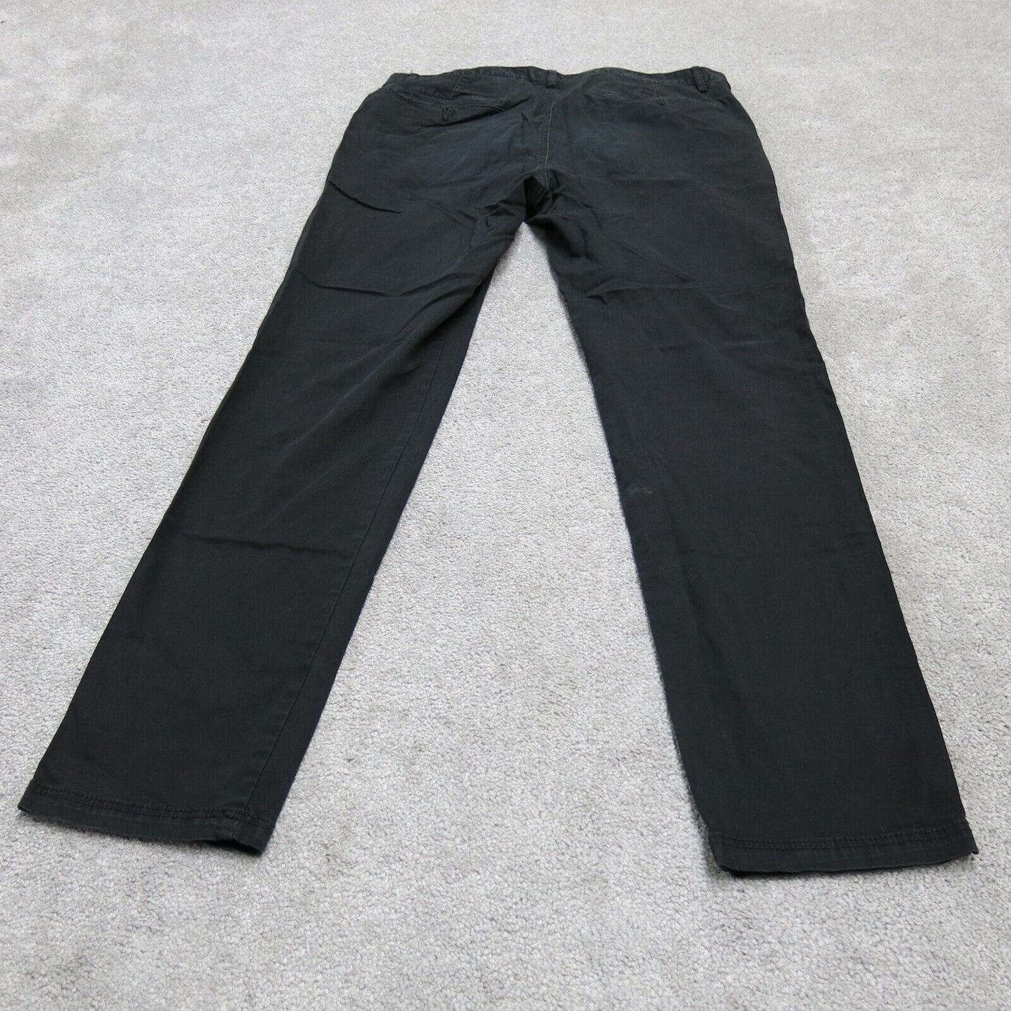 H&M Mens Slim Straight Chino Pant Mid Rise Stretch Pockets Black Size 34R