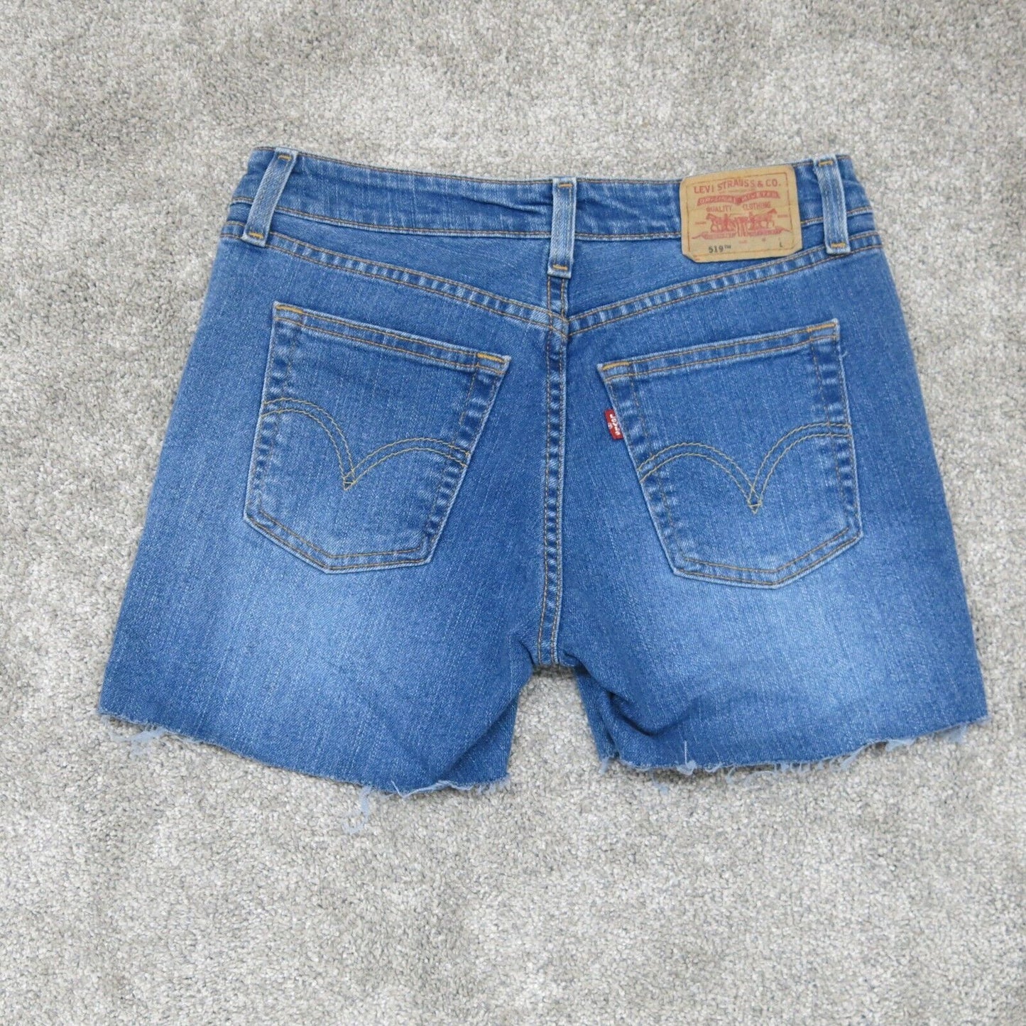 Levis 519 Women Cut Off Shorts Low Stretch Flat Front Pockets Blue Size Large