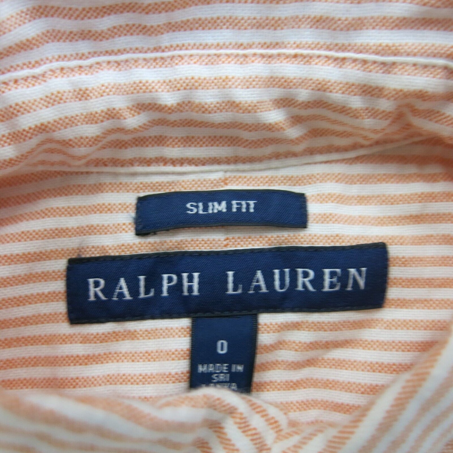 Ralph Lauren Womens Striped Button Down Slim Fit Long Sleeves Orange White SZ 0