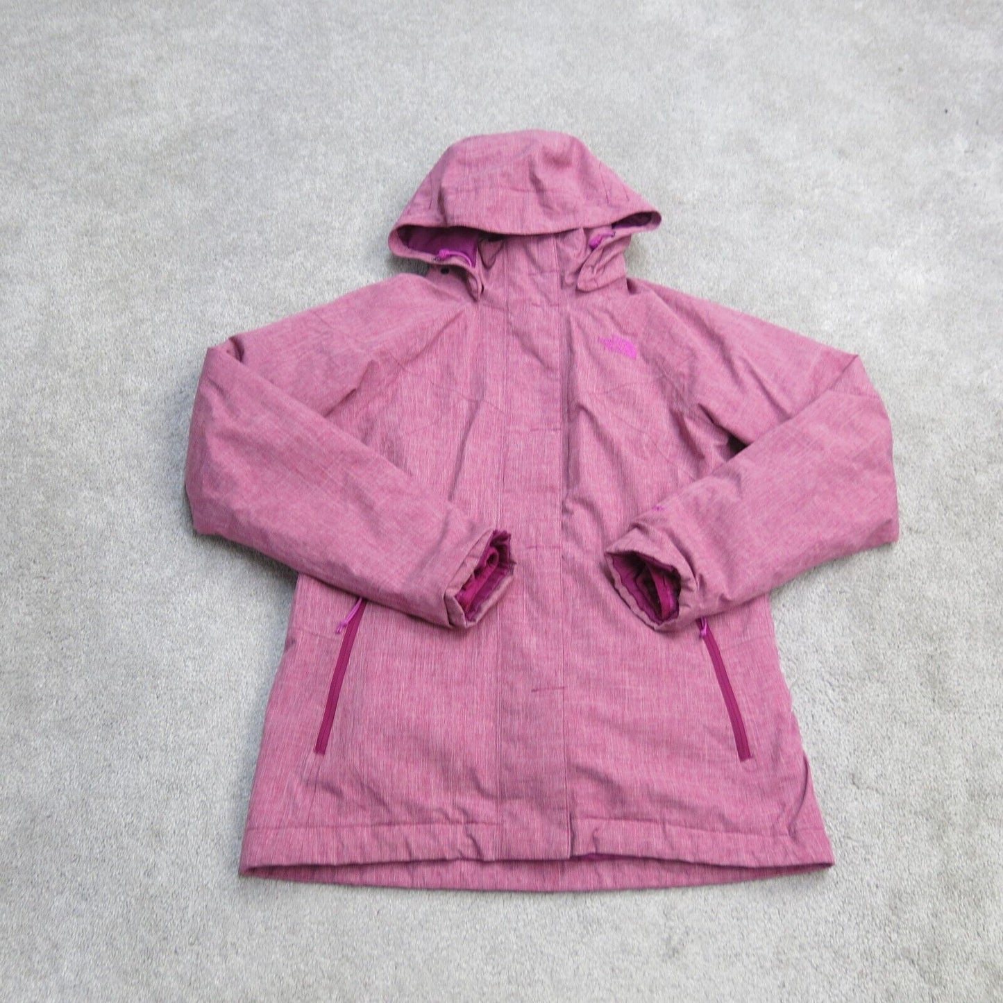 North Face Jacket Women M Pink Long Sleeve Lightweight Outdoors Hooded Coat Logo