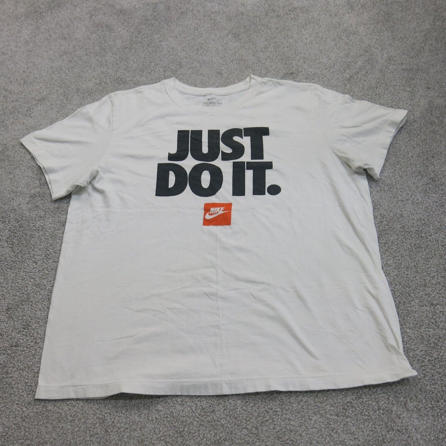 The Nike Tee Mens T-Shirt Dri Fit Crew Neck Graphic Just Do It White Size XL
