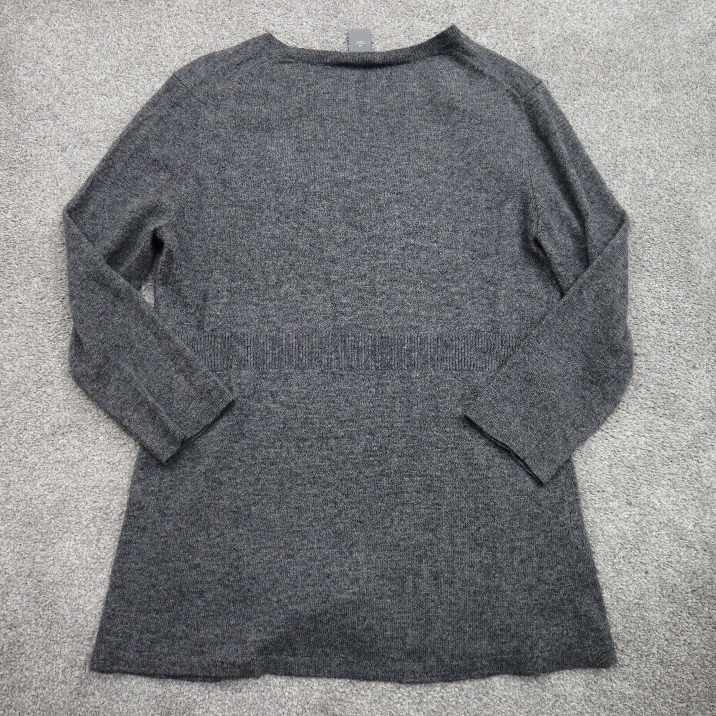 Ann Taylor Womens Knitted Pullover Sweater 3/4 Sleeves V Neck Dark Gray Size M