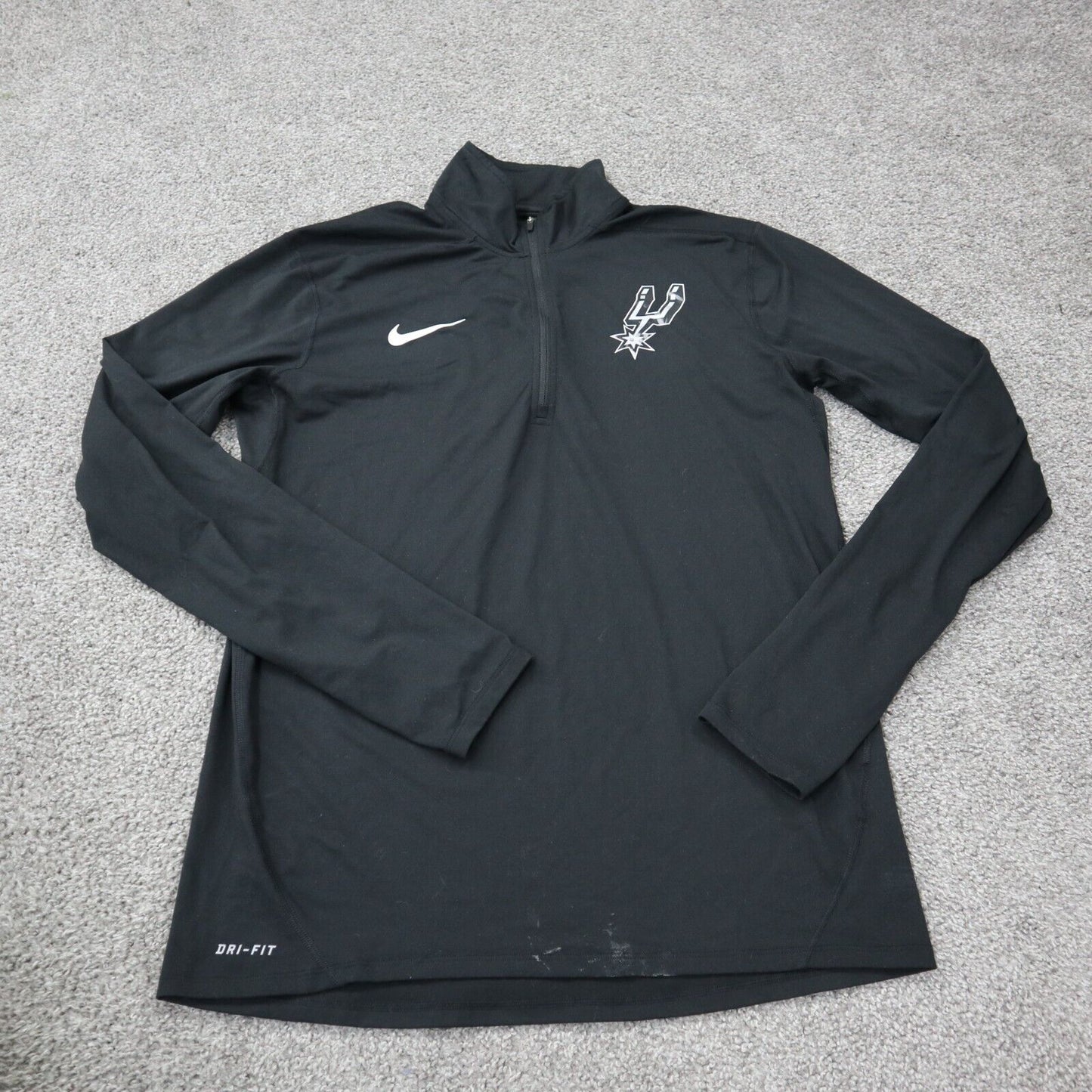 Nike Dri Fit Mens 1/4 Zip Sweatshirt Long Sleeves High Neck Black Size Medium