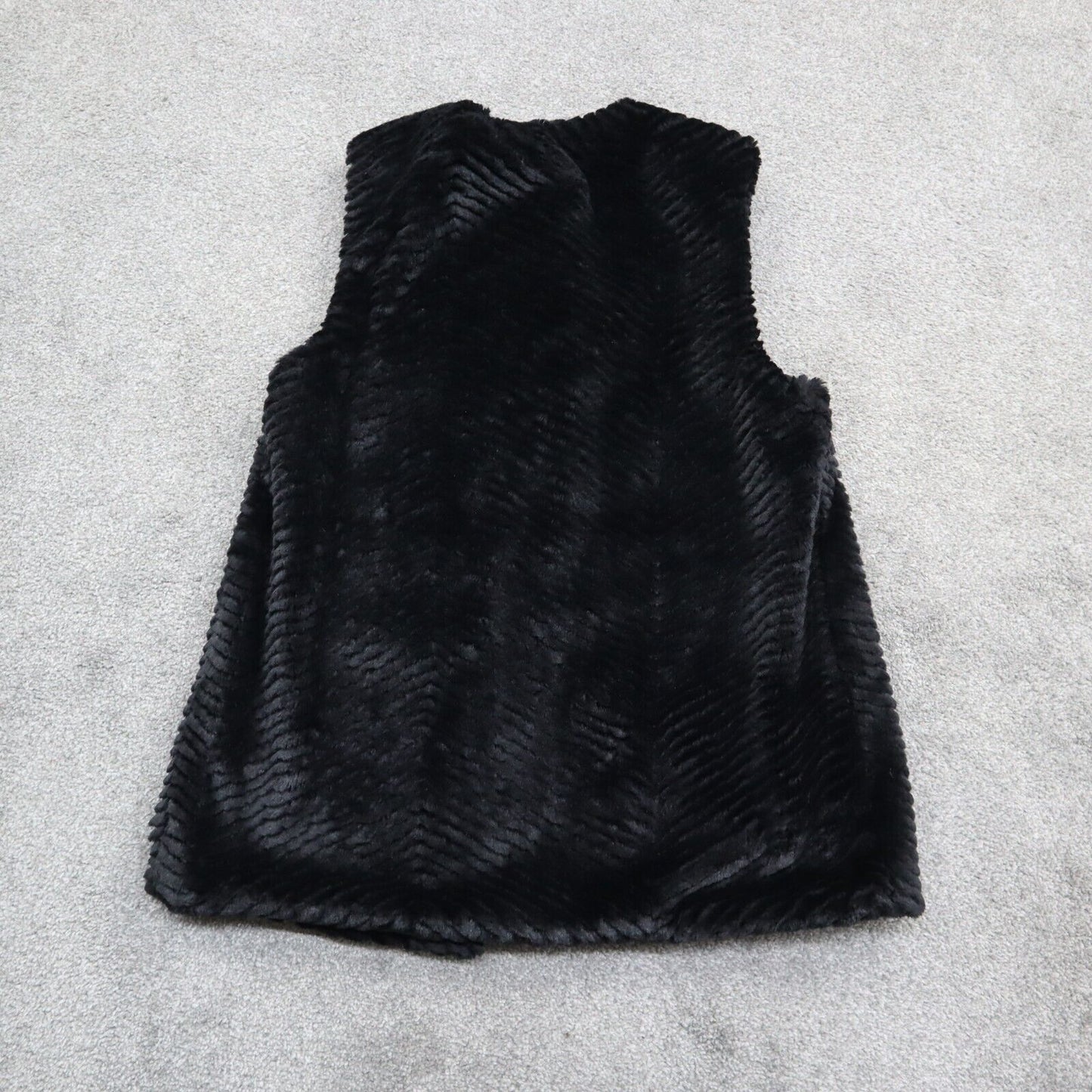 Talbots Womens Open Front Soft Fuzzy Vest Jacket Sleeveless Black Size X-Small