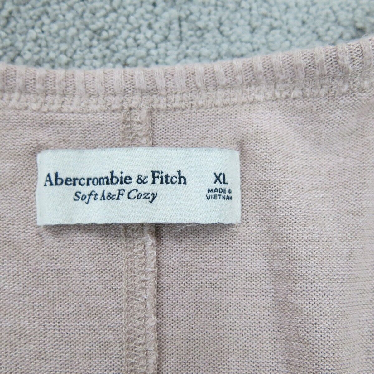 Abercrombie & Fitch Women Sweater Knitted Long Sleeve V Neck Oka Ivory Beige XL