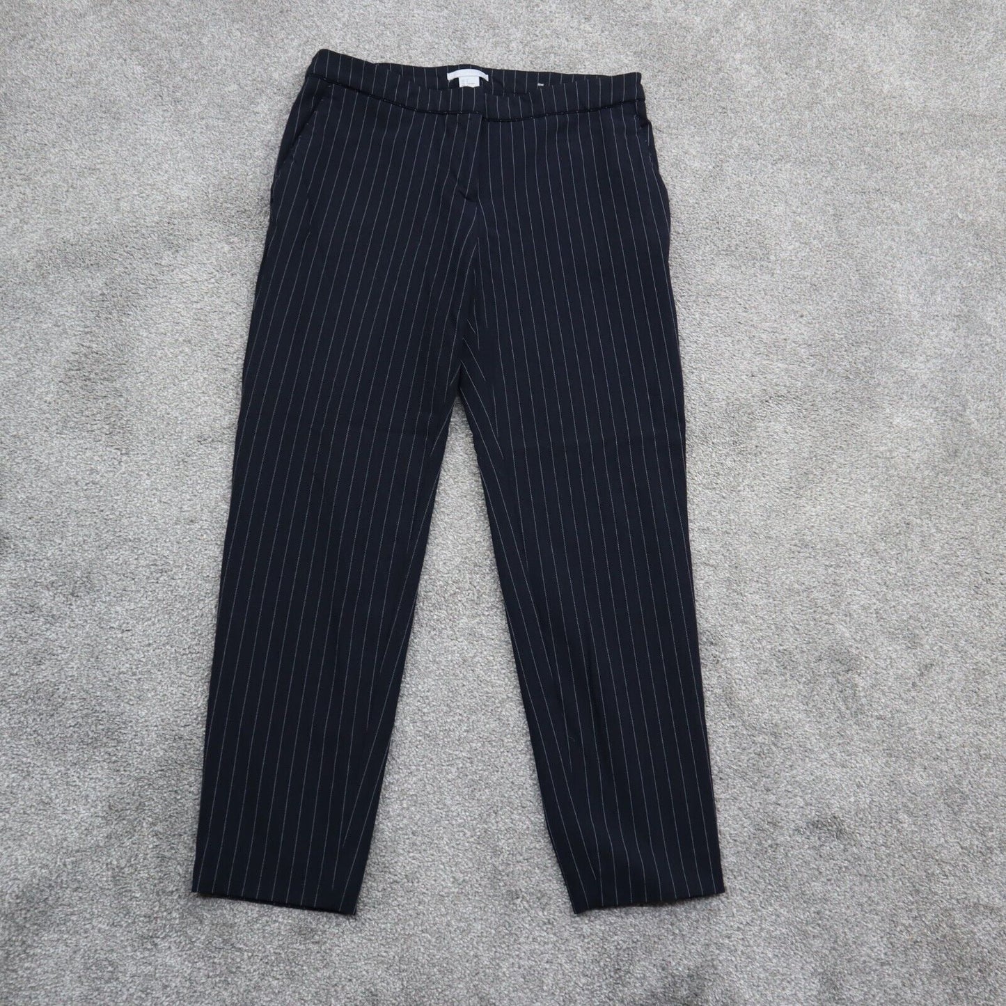 H&M Mens Chino Pant Skinny Leg Mid Rise Pockets Striped Blue White Size 6