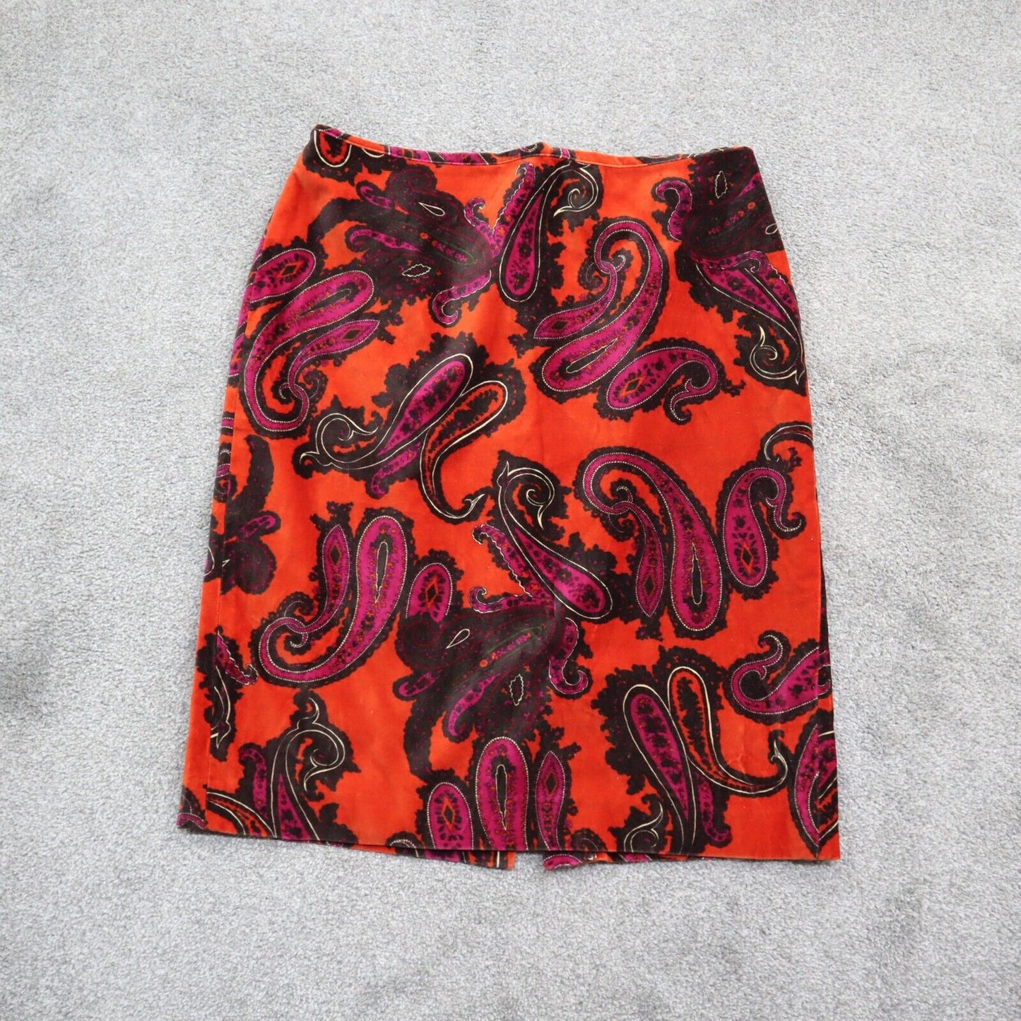 Talbots Womens Straight Mini Skirts Paisley Back Zip Print Black Red Size 8