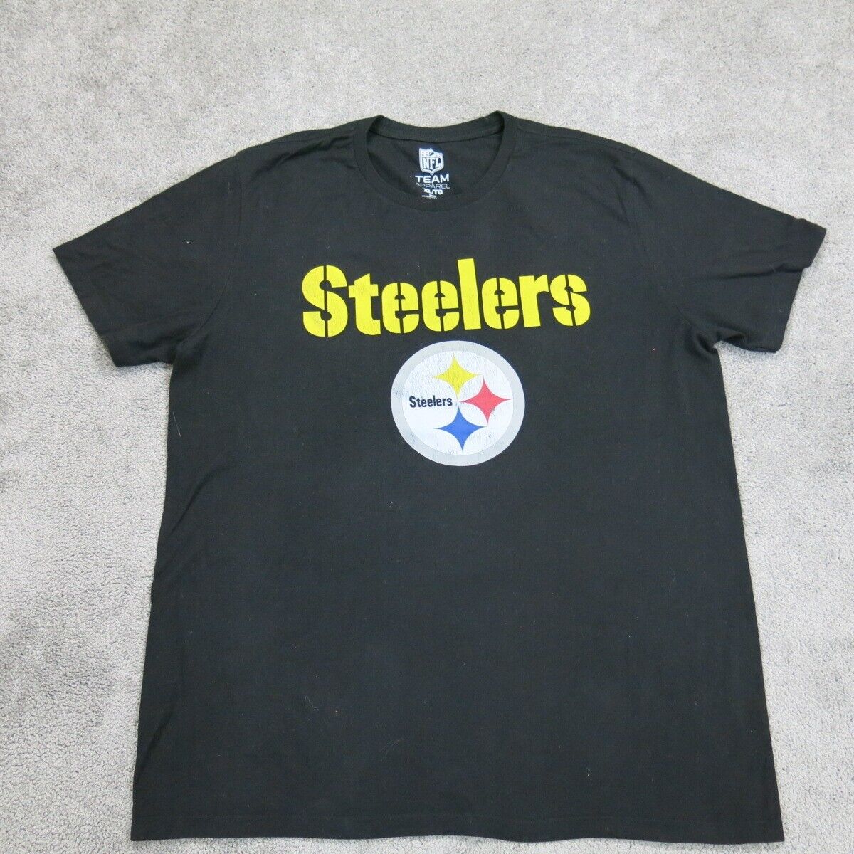 NFL Team Apparel Mens Crew Neck T Shirt Short Sleeves Steelers Black Size XL