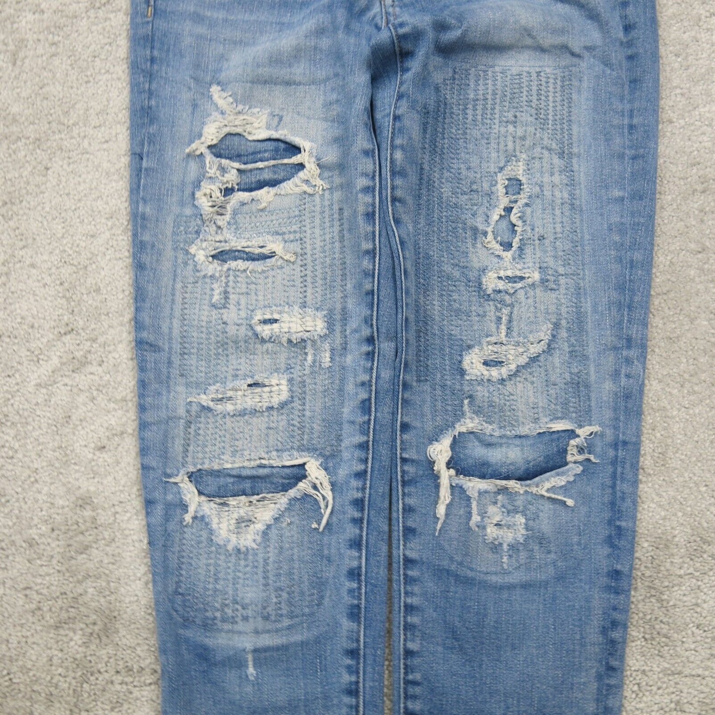 American Eagle Womens Jegging Jeans Distressed Super Stretch Mid Rise Blue 4 Reg