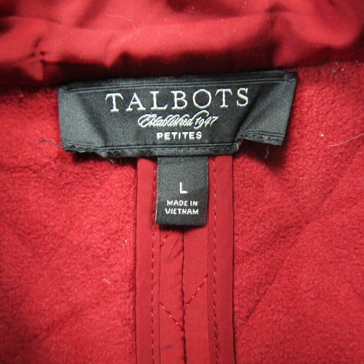 Talbots Womens Front Button Vest Jacket Sleeveless Mock Neck Red SZ Large Petite