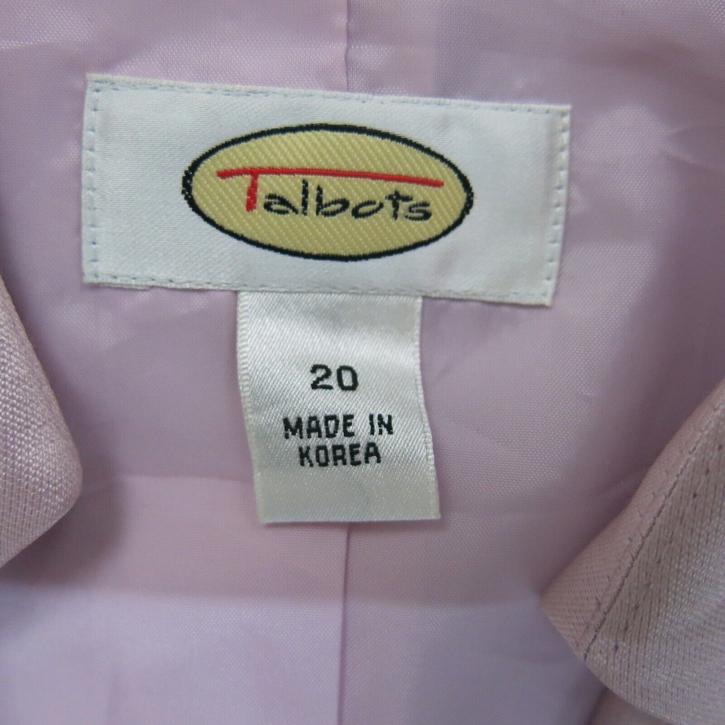 Talbots Women Single Breasted Blazer Coat Long Sleeve Pockets Light Pink Size 20