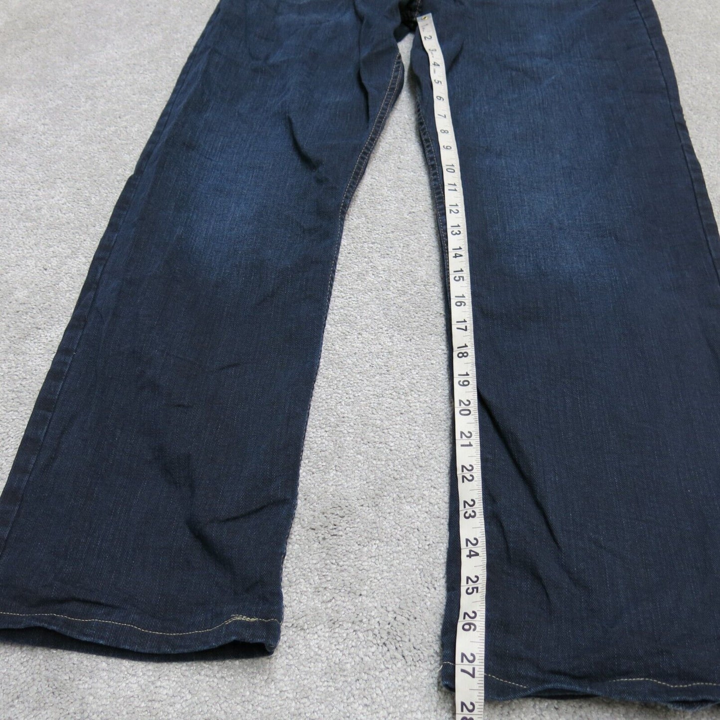 Wrangler Mens Straight Leg Denim Jeans Mid Rise Cotton Dark Blue Size W34XL30