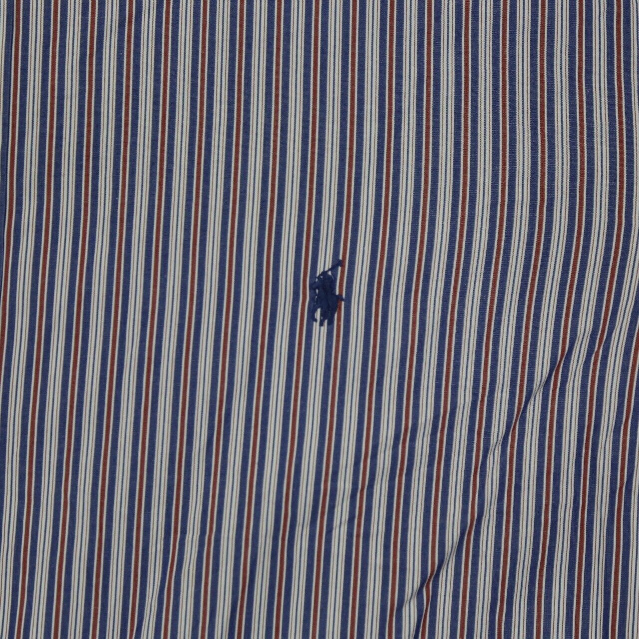 Ralph Lauren Button Down Shirt Mens Size Tall 3LT Blue White Striped Logo Shirt