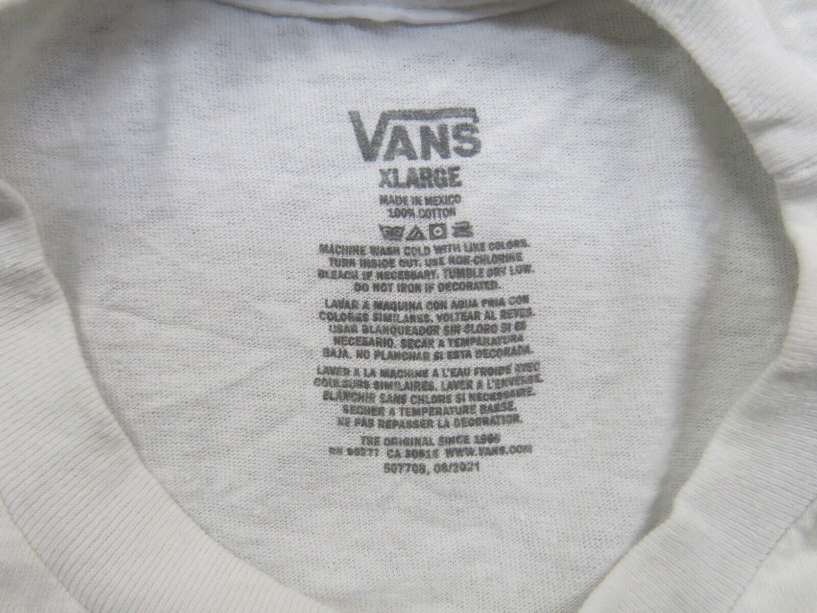 Vans clearance size label