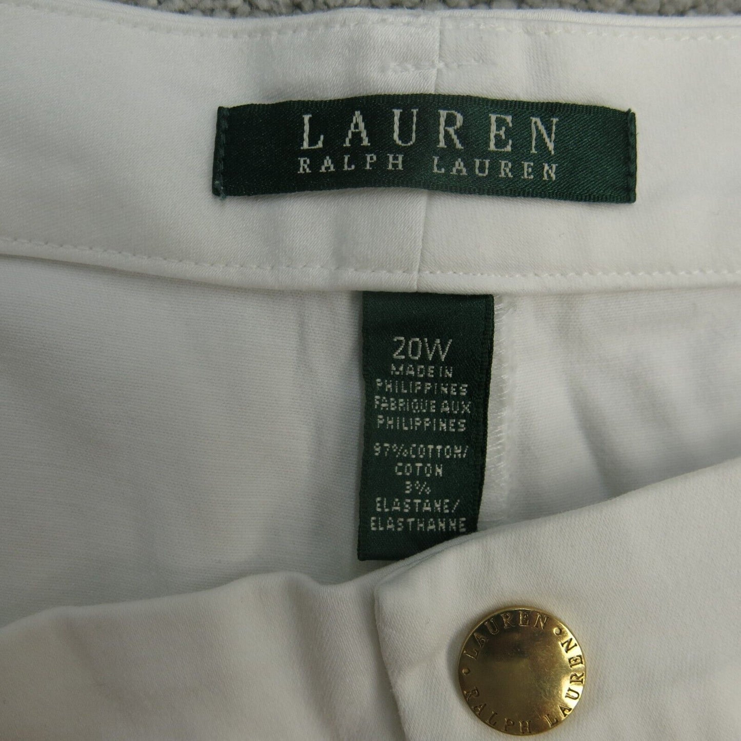 Lauren Ralph Lauren Pants Womens 20W White Cropped Straight Leg Cotton Casual