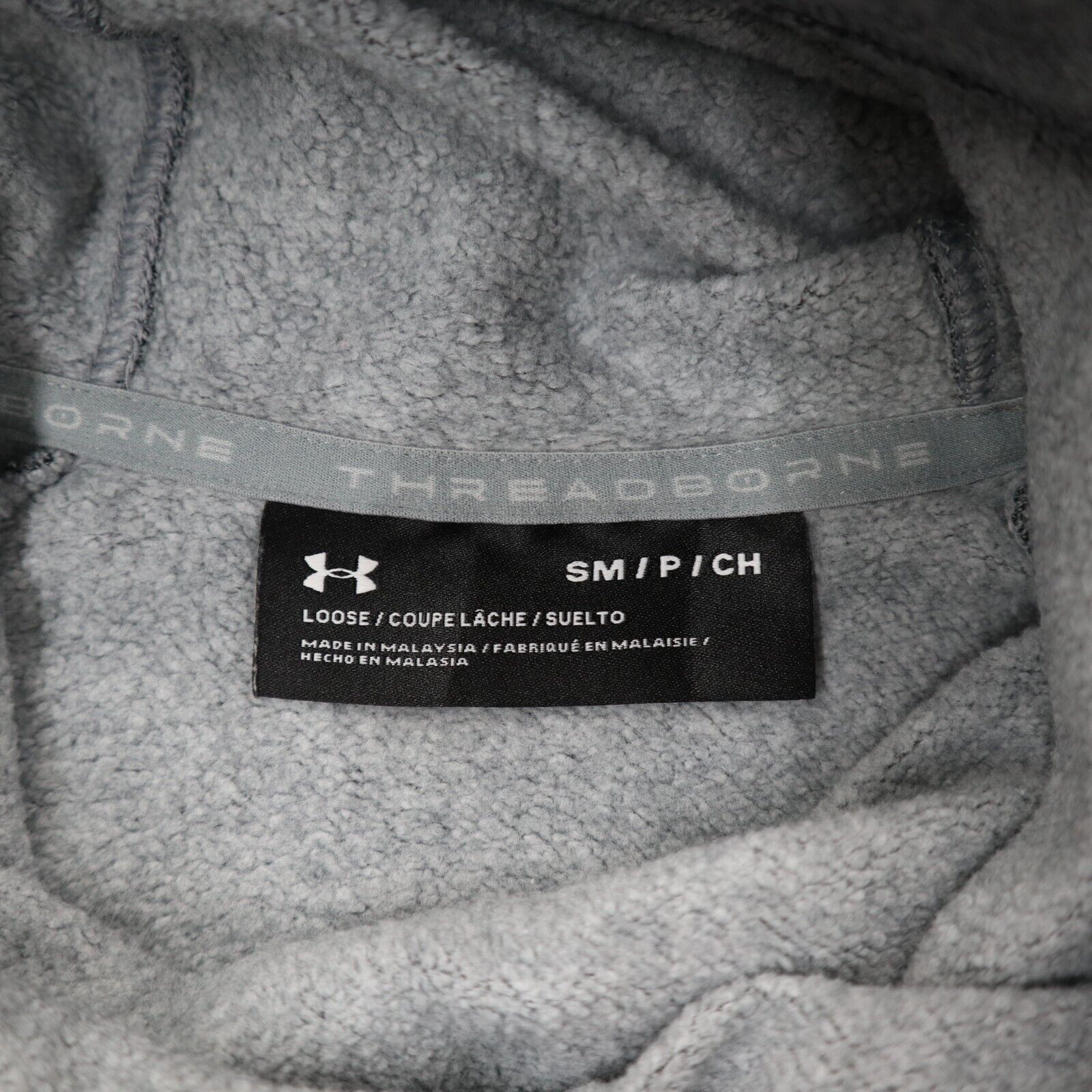 Under Armour Hoodie Sweatshirt Threadborne Gray Logo Fleece Lined Women XS  Loose