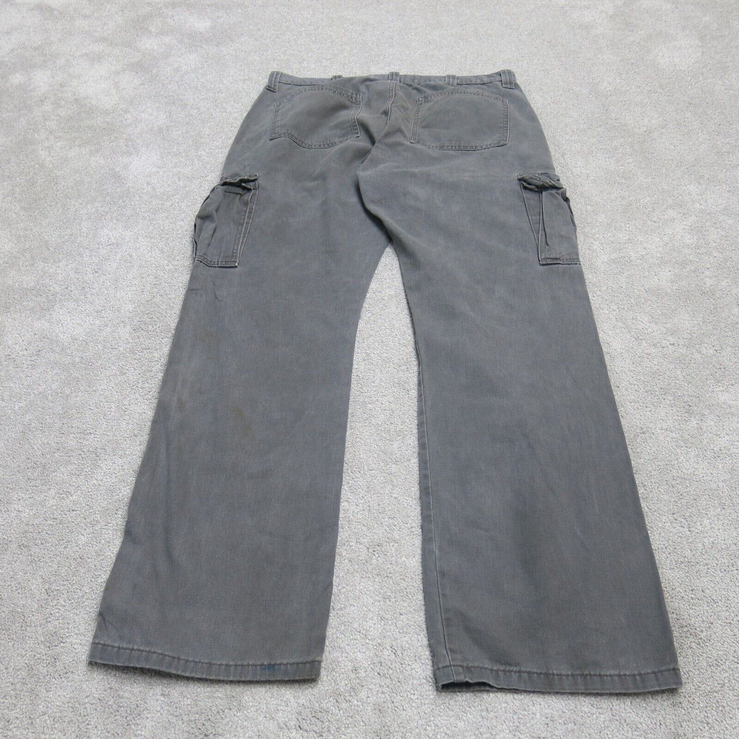 Mens Cargo Pants Straight Leg Mid Rise 100% Cotton Black Size W36XL34
