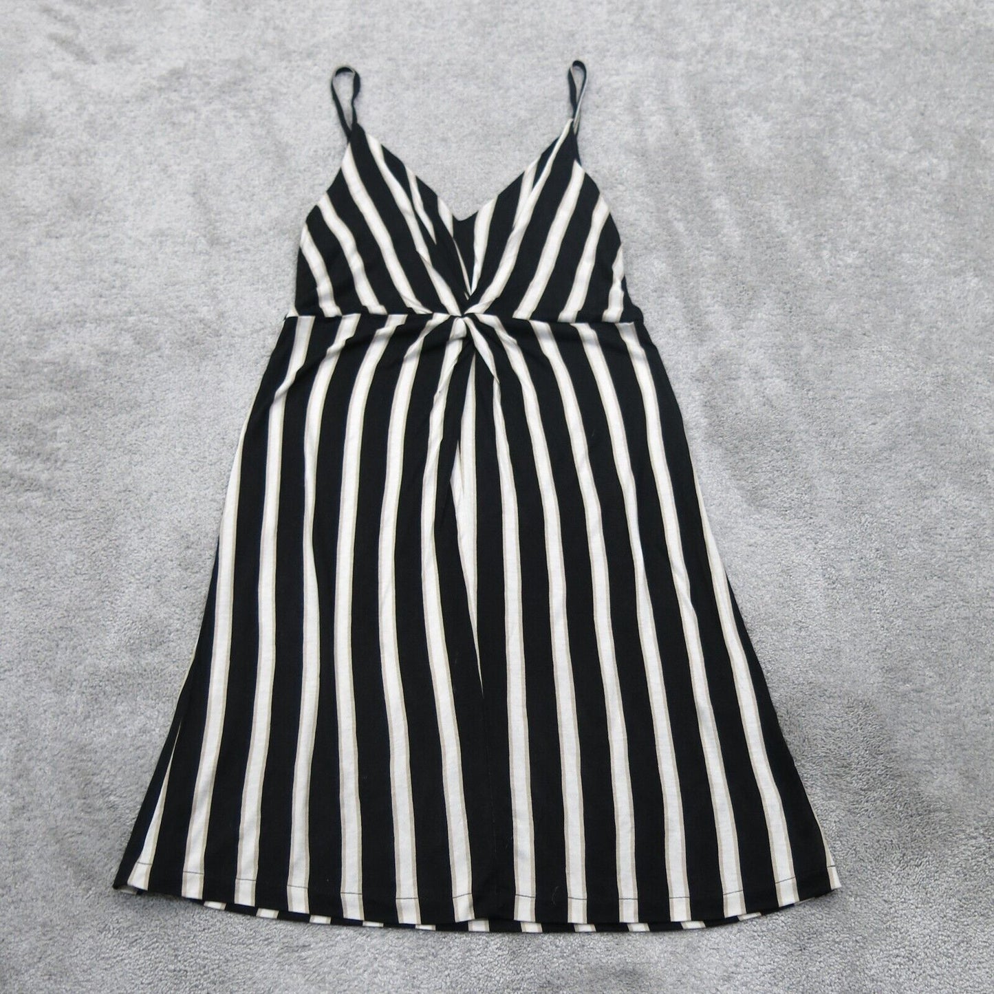 H&M Womens V Neck A Line Mini Dress Cup Coverage Striped White Black Size Medium