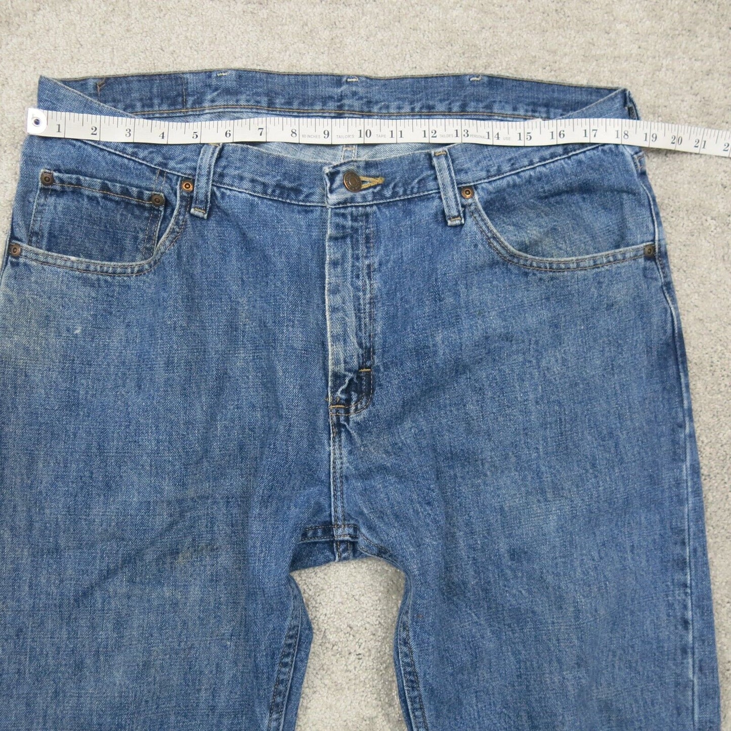 Wrangler Mens Straight Leg Denim Jeans Mid Rise 100% Cotton Blue Size 36X29