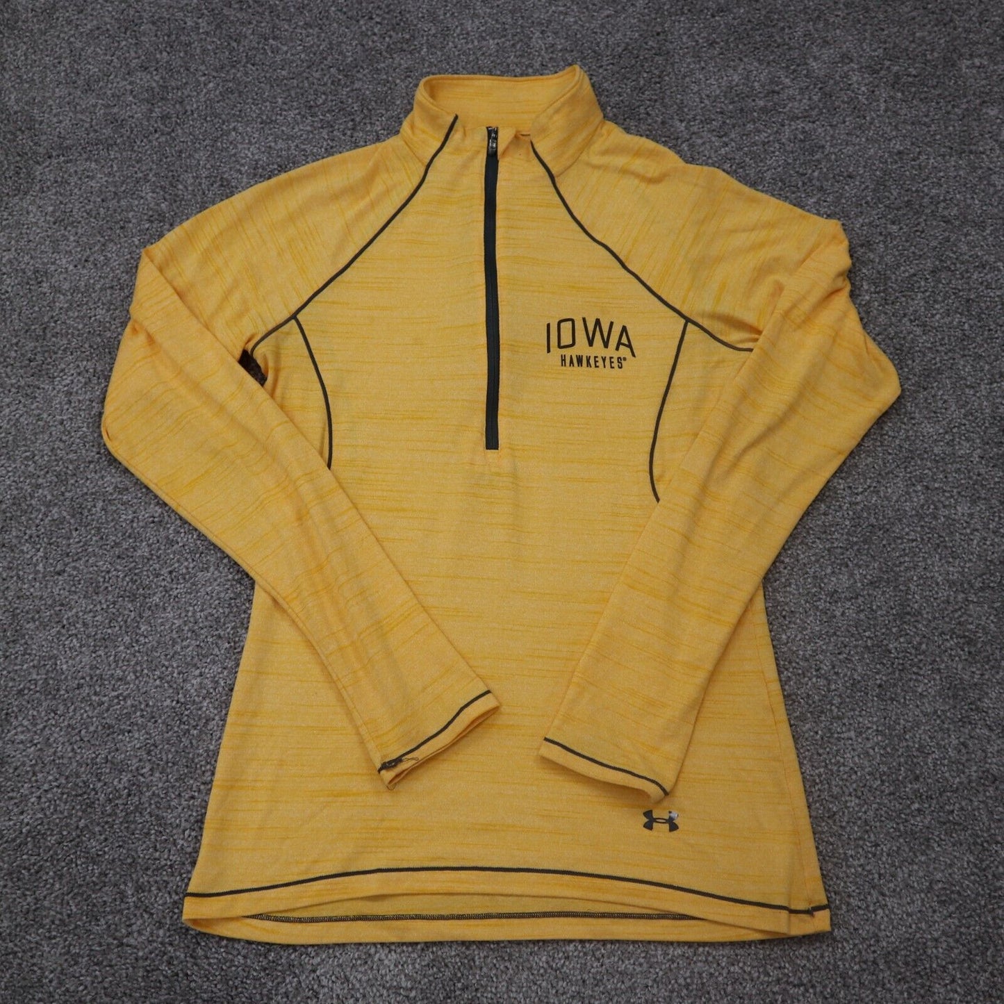 Under Armour Womens Sweatshirt 1/4 Zip Pullover Fitted Long Sleeve Yellow Sz S/M