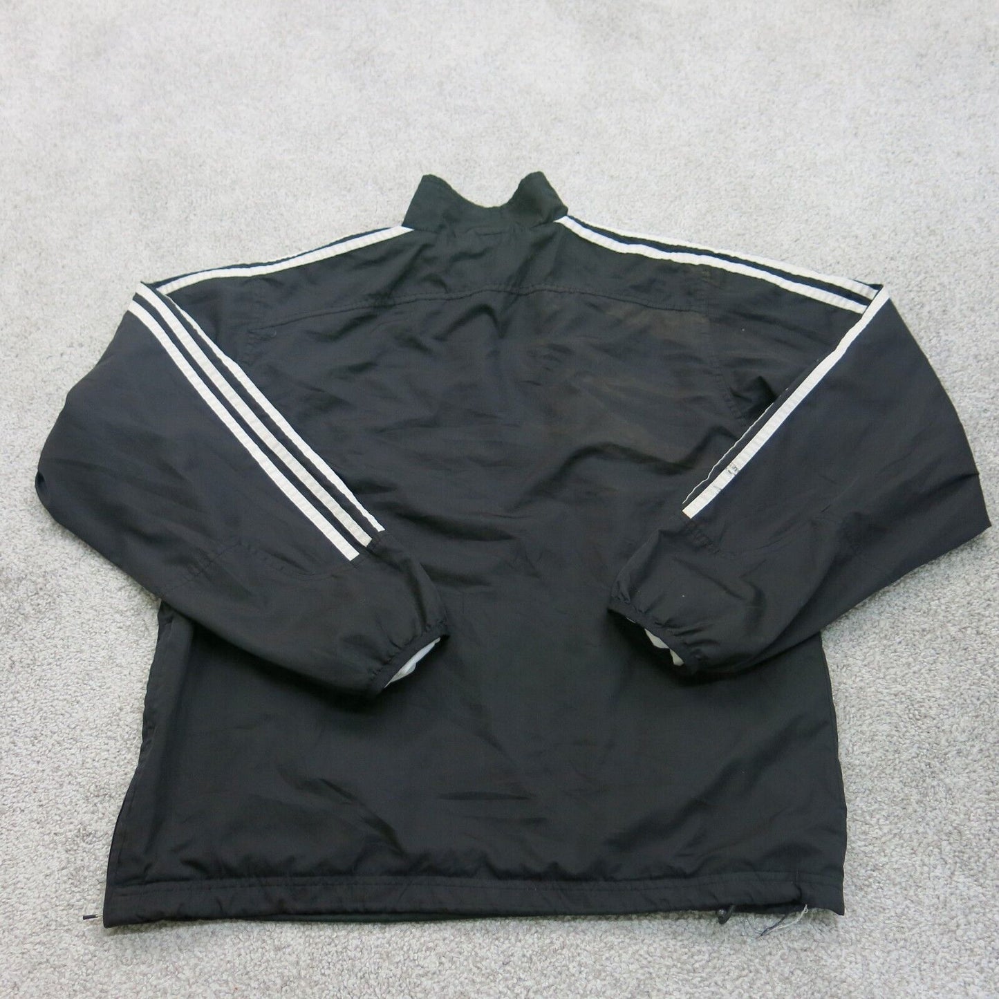 Adidas Womens 1/4 Zip Jacket Long Sleeves White 3 Strap Pockets Black Size Small
