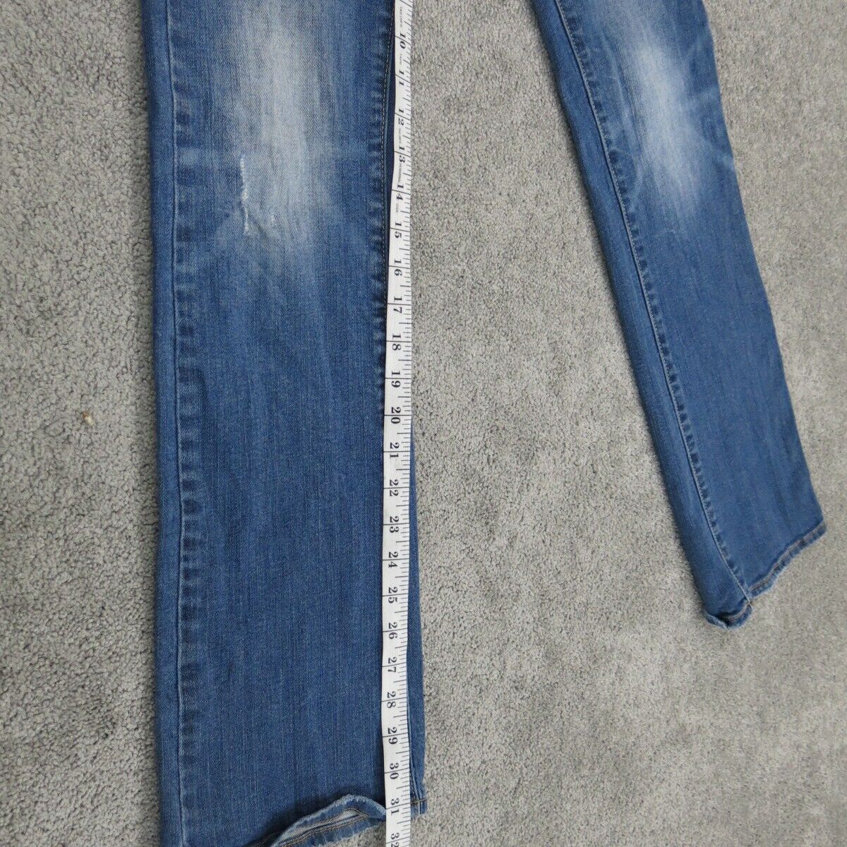 Womens Straight Leg Jeans Denim Stretch Mid Rise 5 Design Pocket Blue Size 6