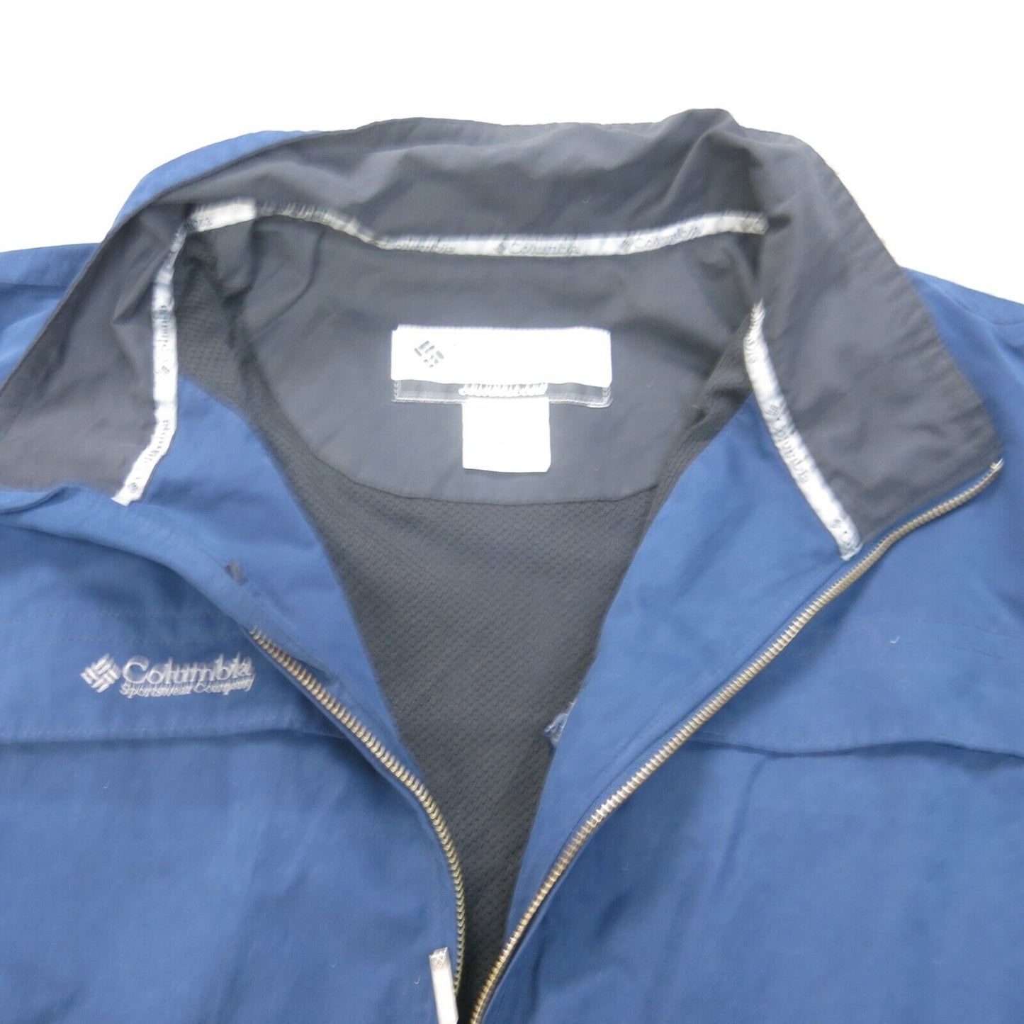 Columbia Jacket Mens XXL Blue Windbreaker Full Zip Up Outdoors Long Sleeve Logo