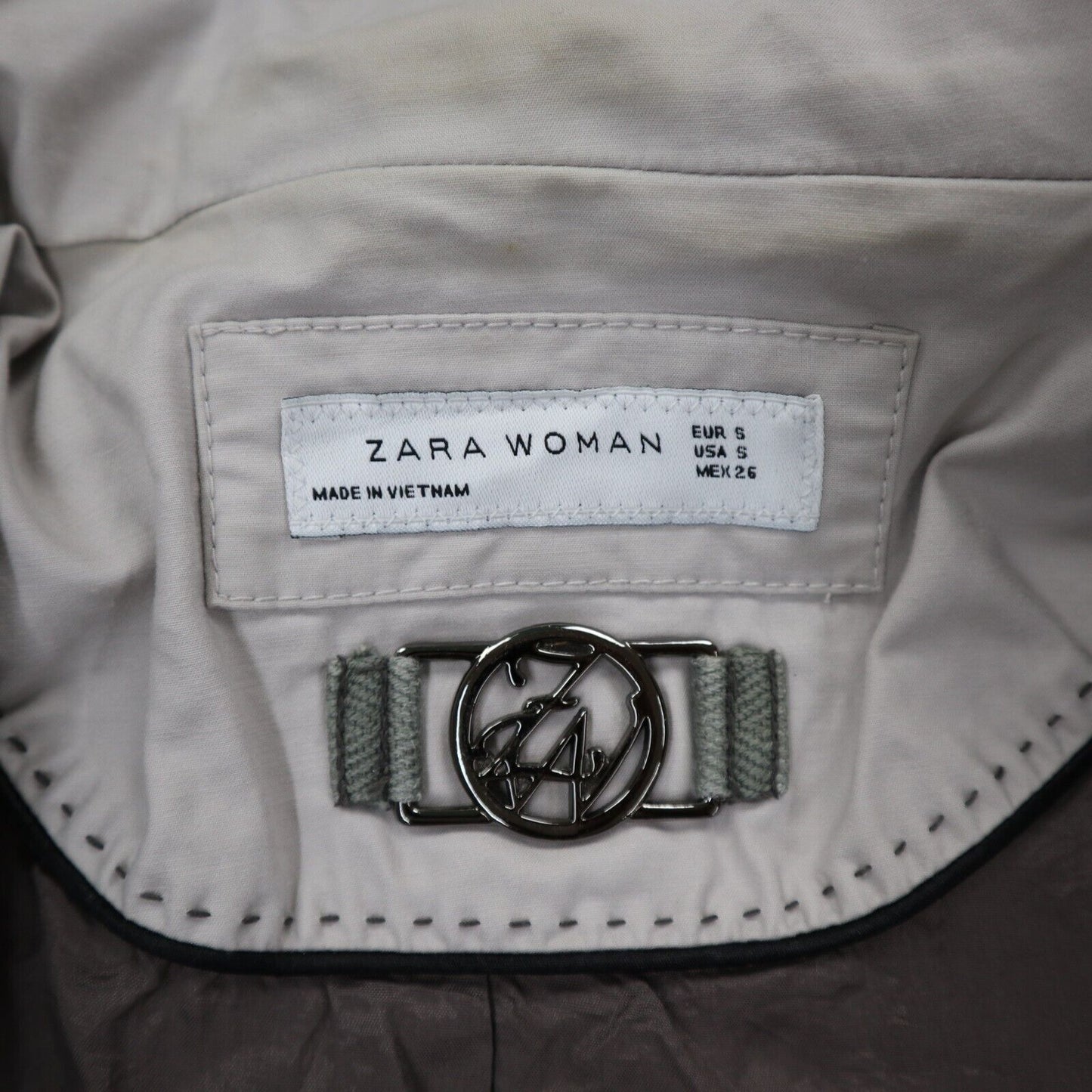 Zara Women Utility Jacket Full Zip Up Long Sleeves Pocket White Size Small