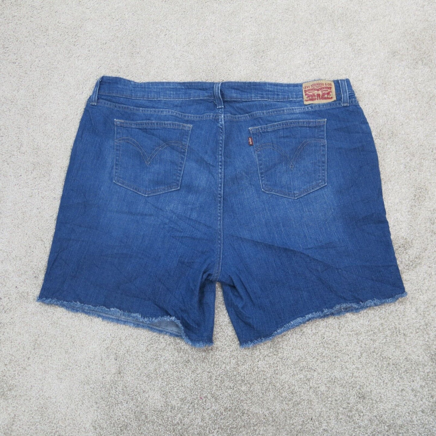 Levis Womens Cut Off Jeans Shorts High Rise Flat Front Pull On Blue Size W24