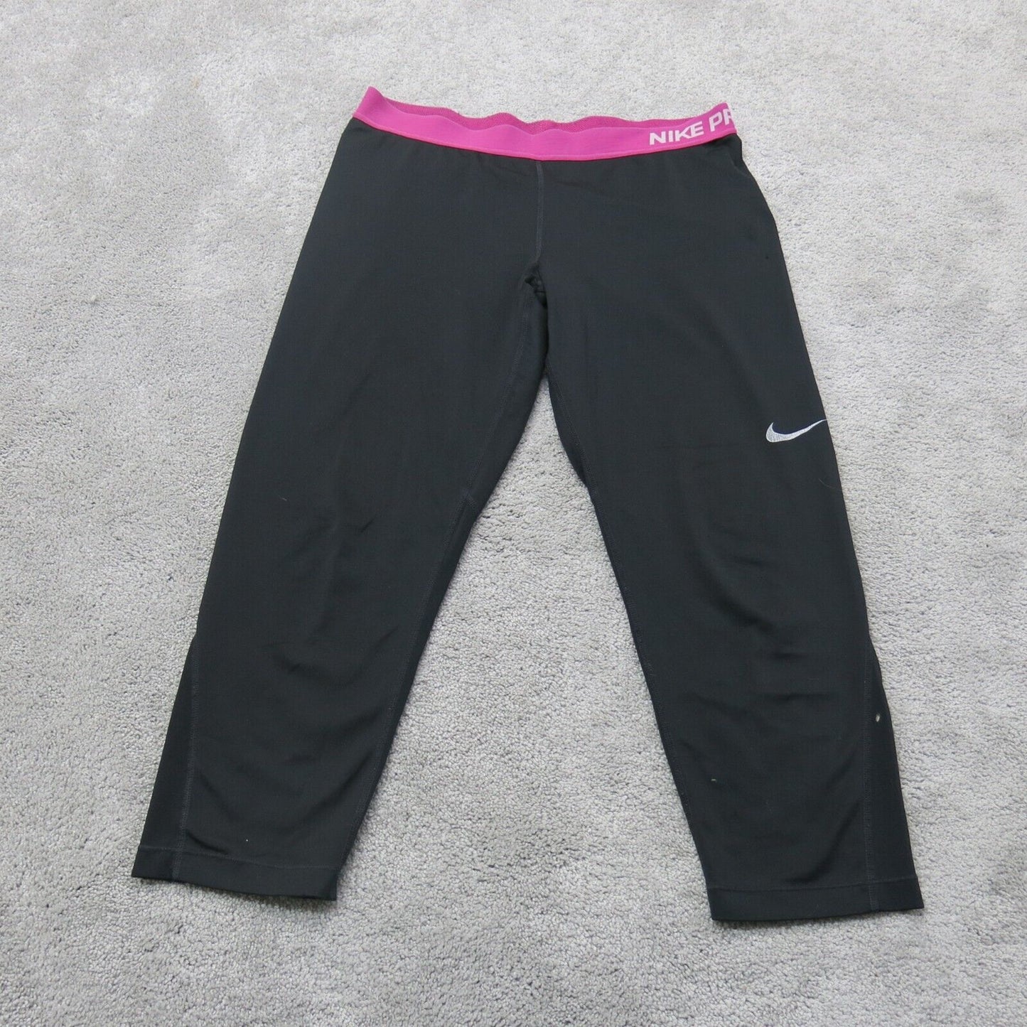 Nike Women Activewear Sweatpants Elastic Waist Running Sports Black Size X Large