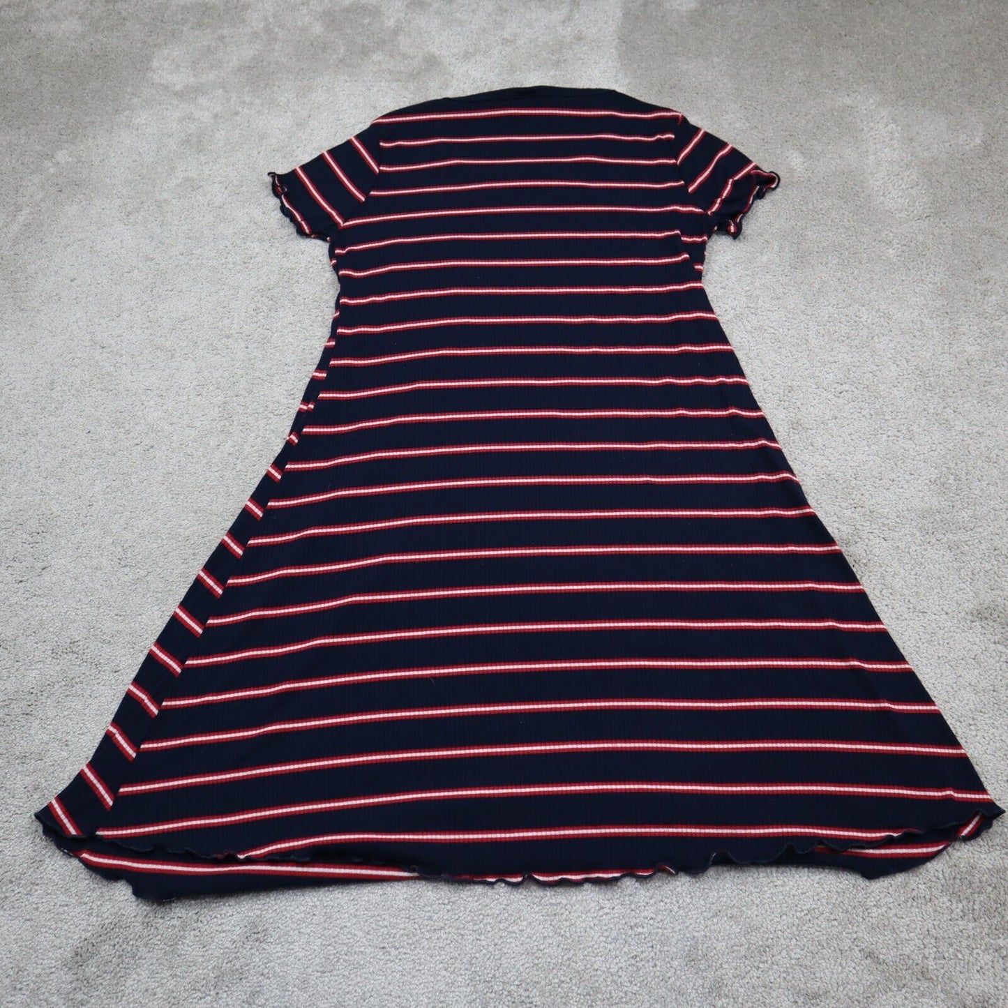 Mossimo Womens Sweater Dress Long Sleeve Round Neck Striped Black Red Size S